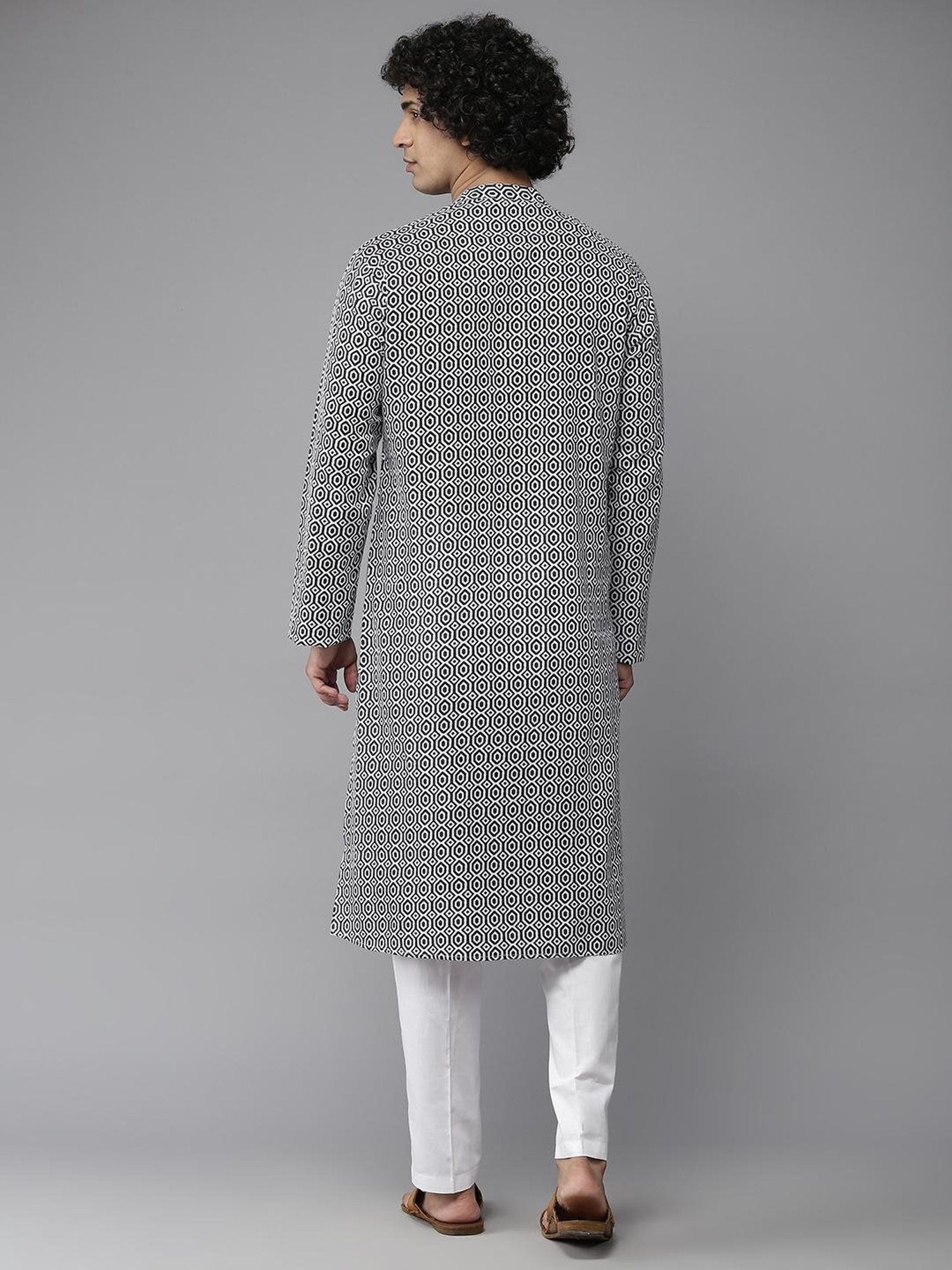 See Designs Navy Blue & White Cotton Regular Fit Printed Kurta Bottom Set