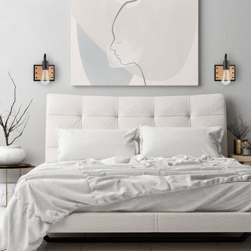 Faux Wood Oakland Wall Sconce Matte Black - Globe Electric