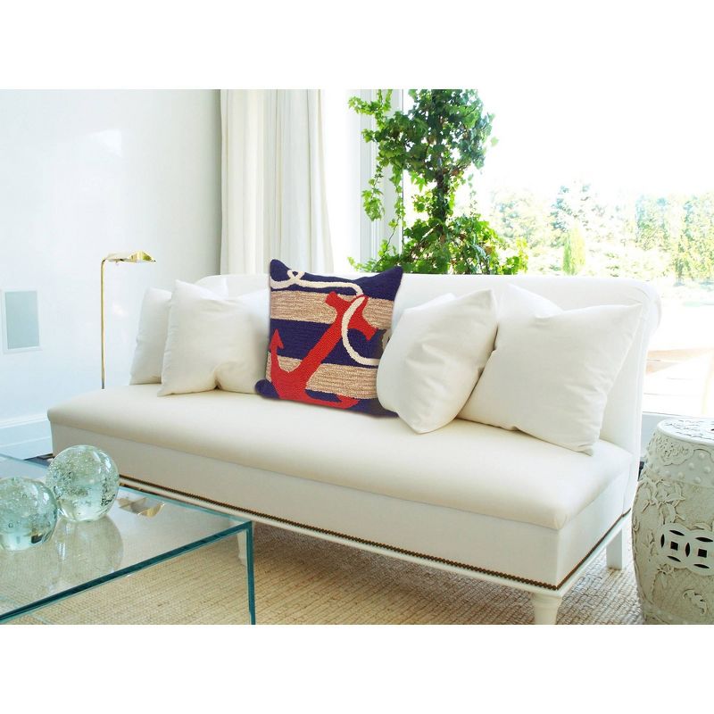 18"x18" Anchor Indoor/Outdoor Square Throw Pillow Navy - Liora Manne