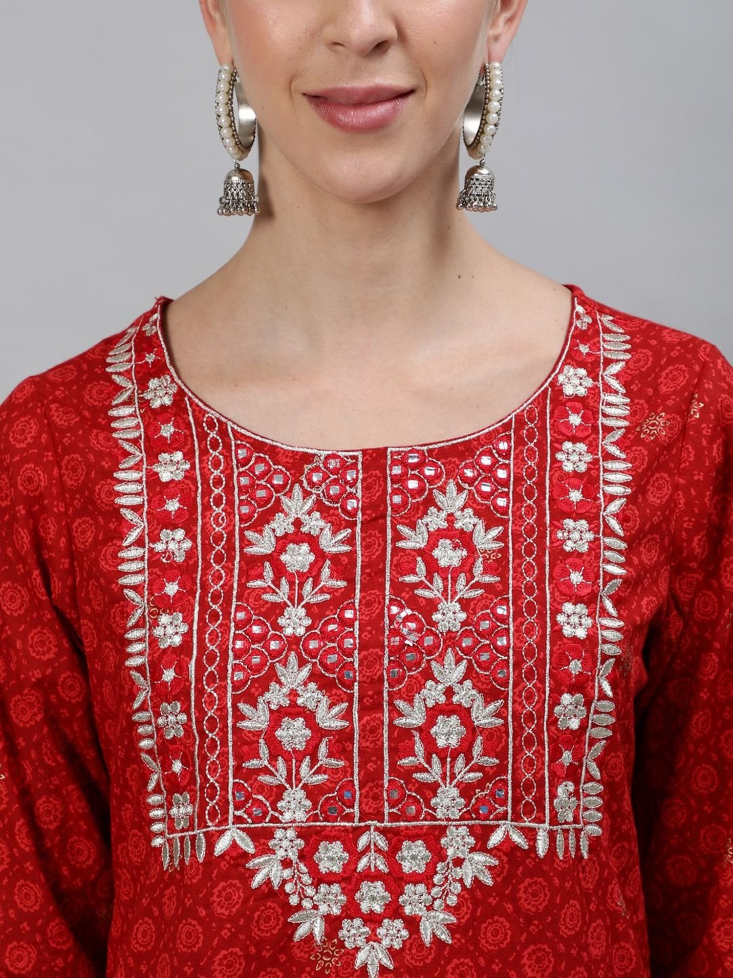 Ishin Maroon Embroidered Kurti Sharara Set With Dupatta