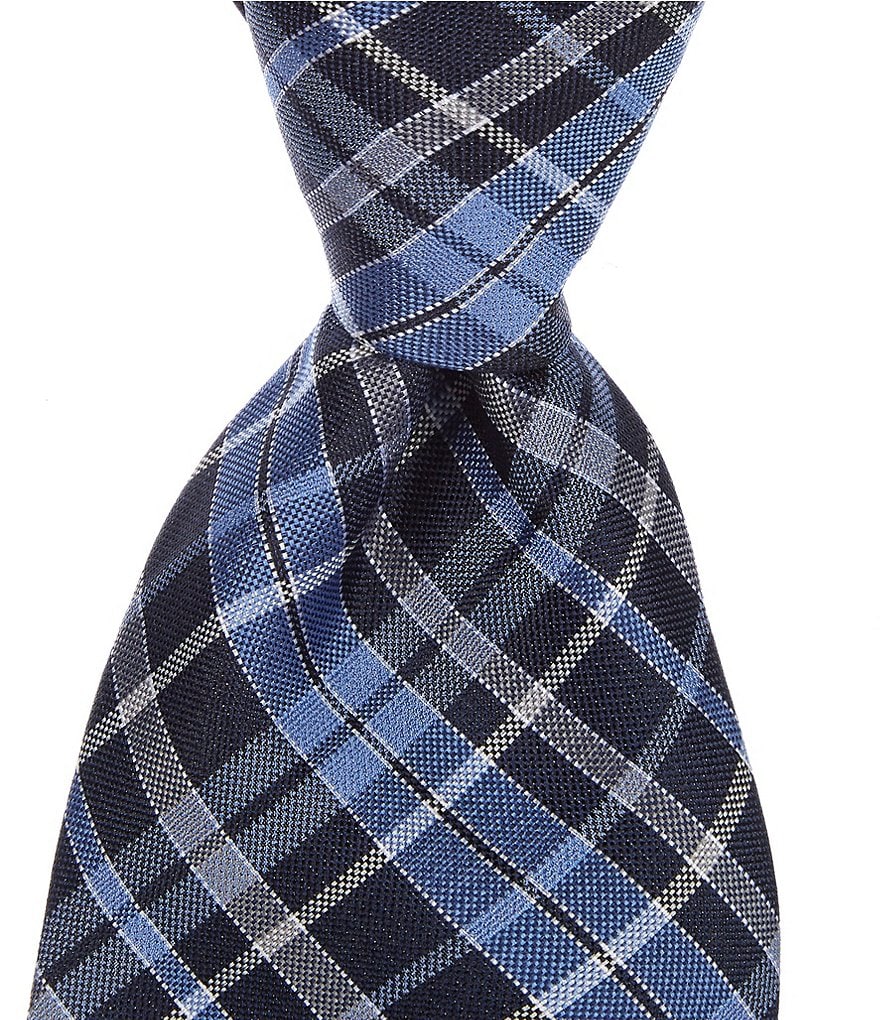 Roundtree & Yorke Big & Tall Carlisle Stripe Traditional 3 3/8#double; Silk Tie