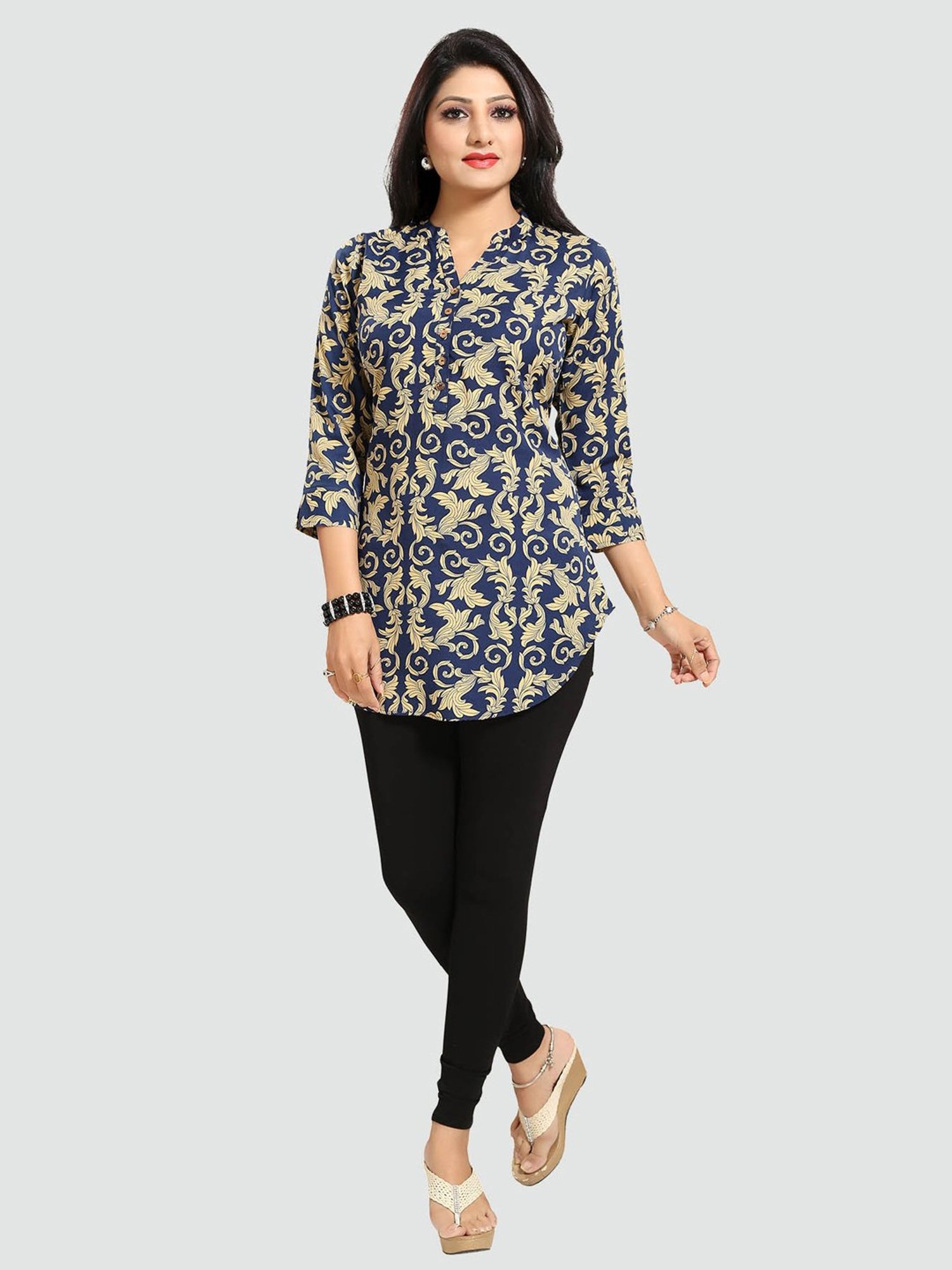 Saree Swarg Blue Printed Tunic