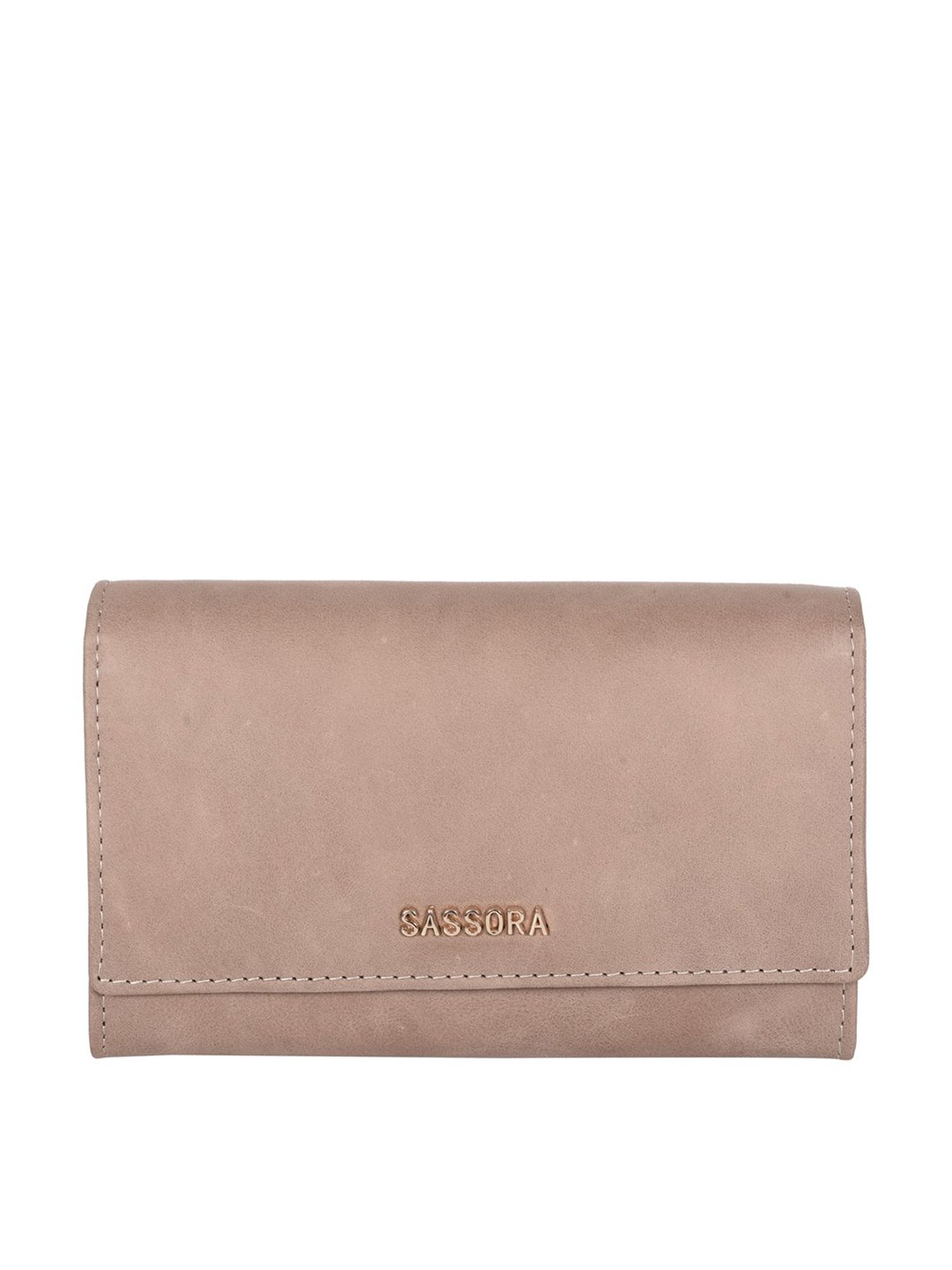 SASSORA Beige Solid Rfid Wallet for Women