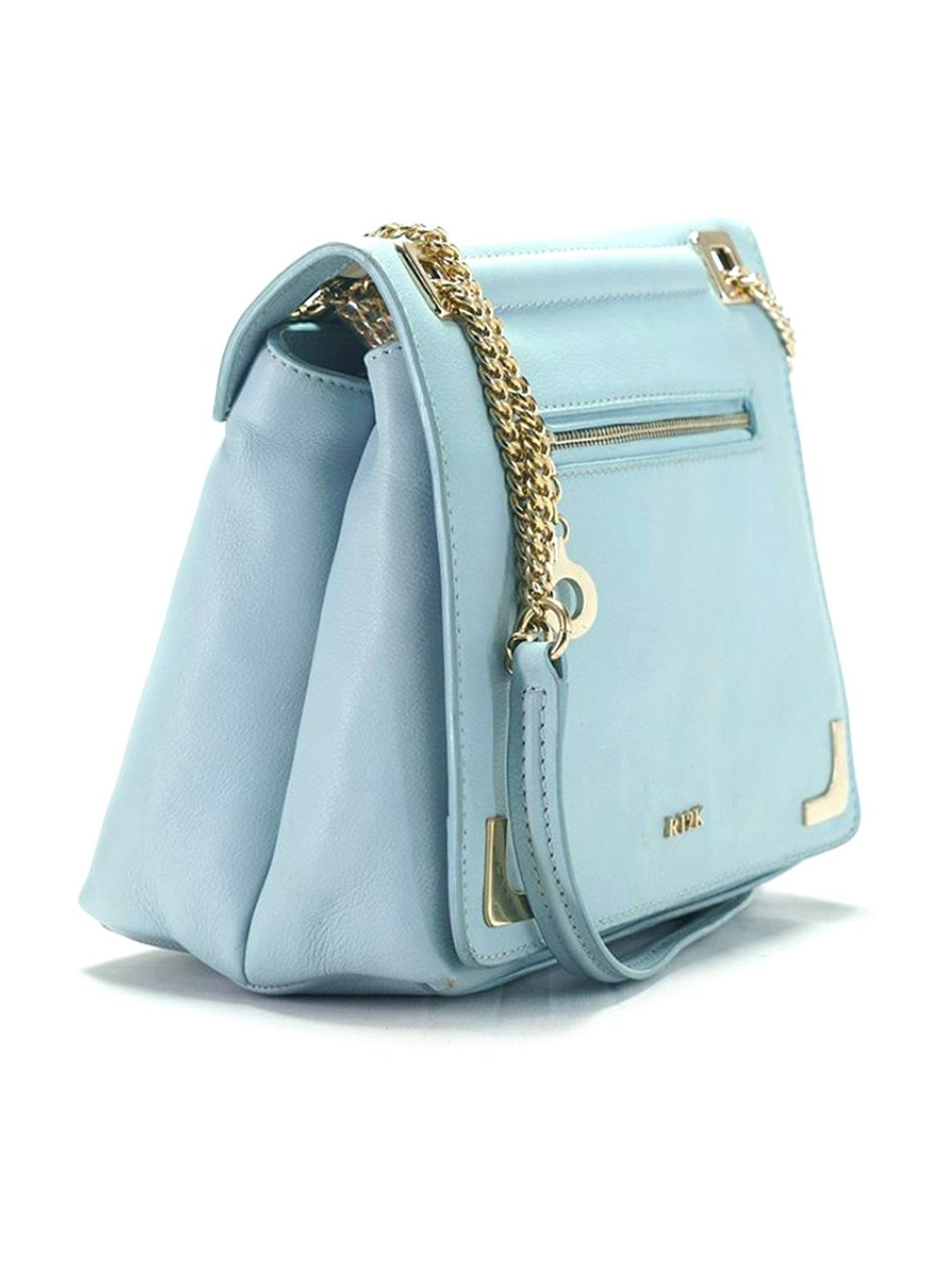 RI2K London Light Blue Leather Medium Cross Body Bag