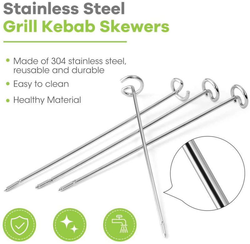 AIEVE 10 Pack Stainless Steel Grill Kebab Skewers, Barbecue Skewers Grill Accessories Cookware Compatible with Ninja Foodi Air Fryer AG300, AG300C, AG301, AG301C, AG302, AG400, IG301A