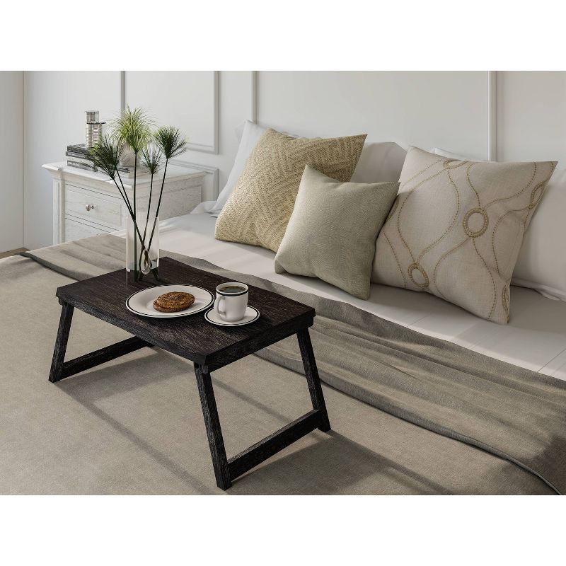 21" x 10" Wood Live Edge Bed Tray Black - Hopper Studio