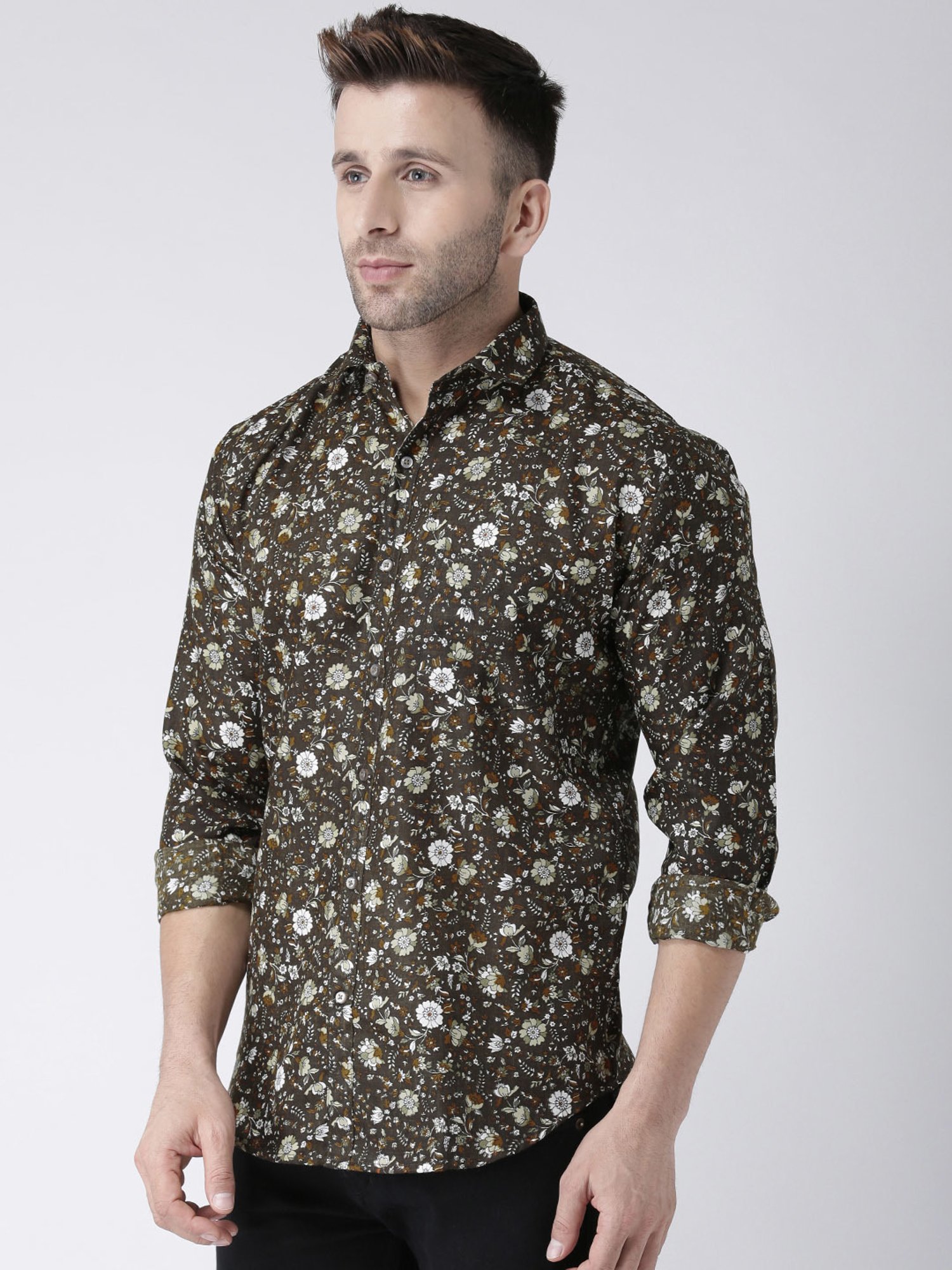 Hangup Plus Green Slim Fit Printed Shirt
