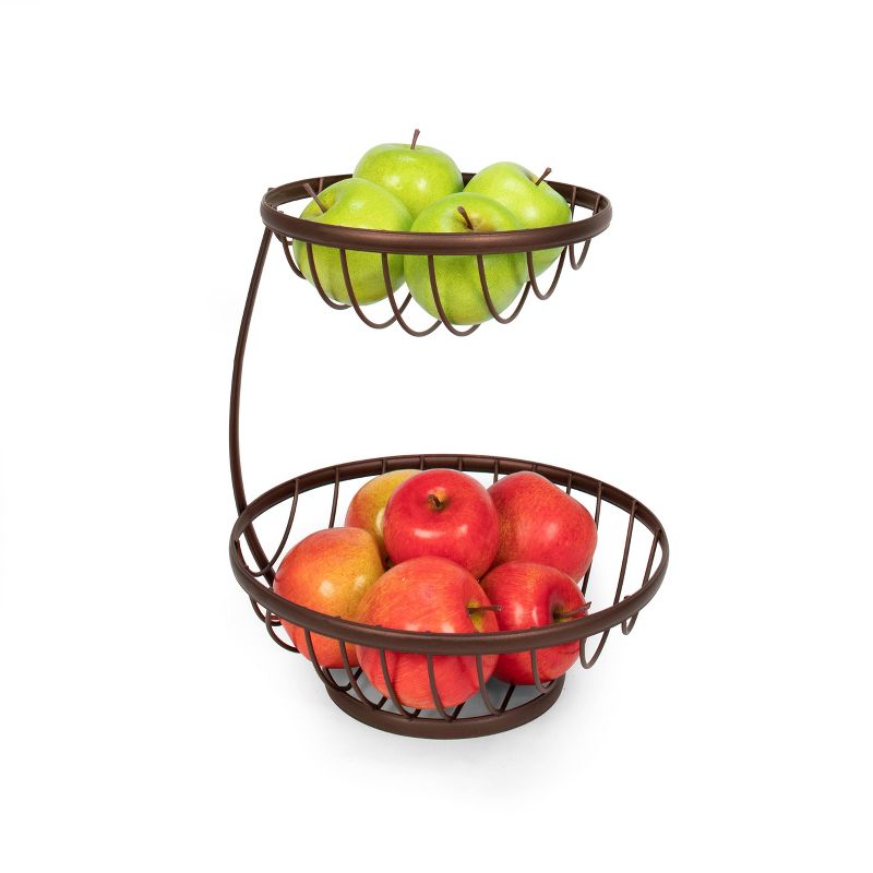 Spectrum Bloom Arched 2-Tier Steel Fruit Server - Satin Nickel