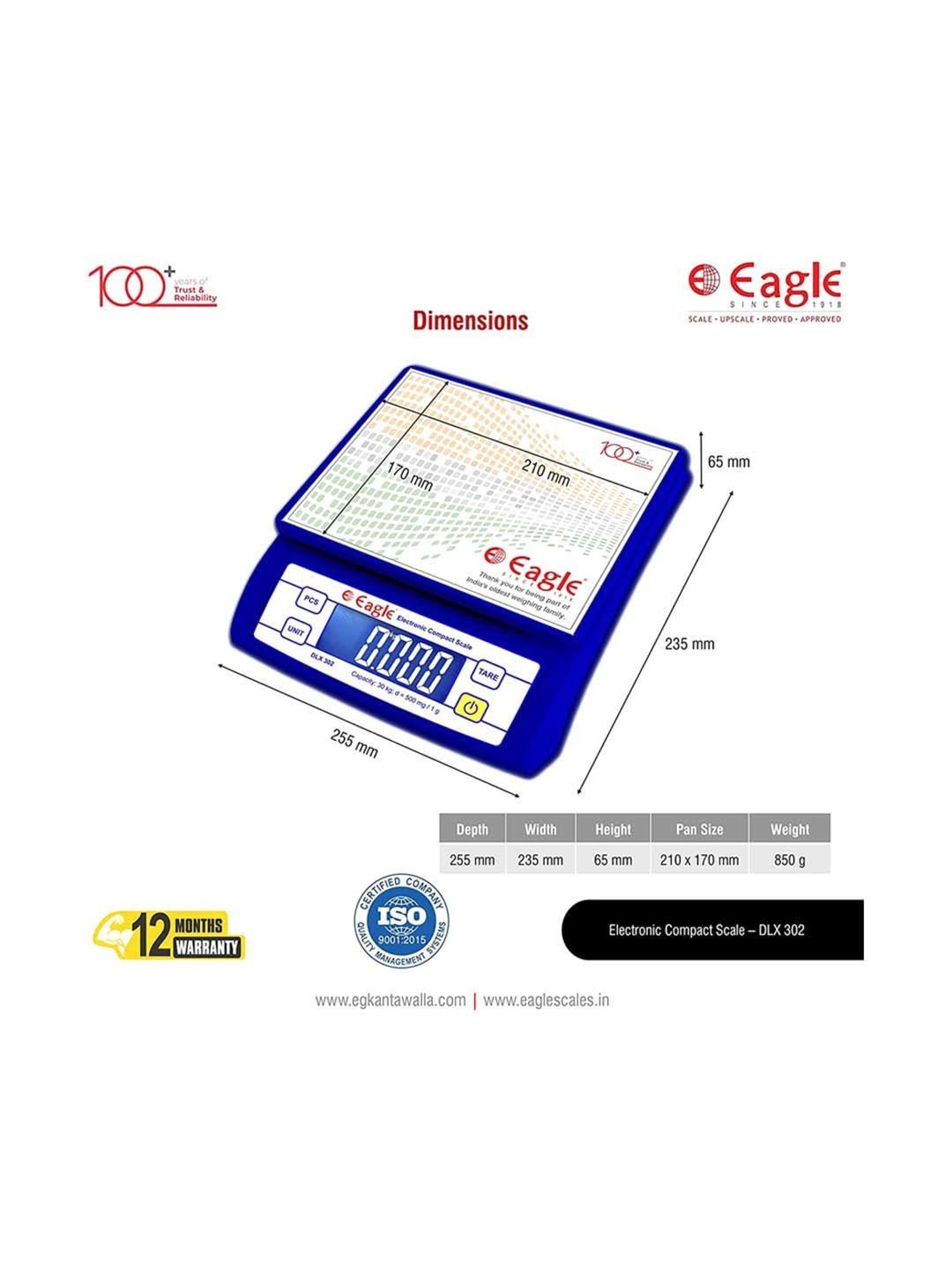 Eagle DLX-302 Digital Weight Machine Kitchen 30 kg Capacity,Accuracy 0.5 g/1g,Kitchen Weighing Scale