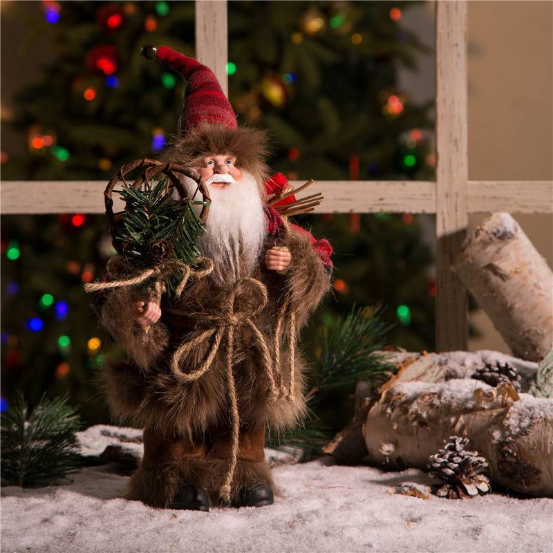 18" Plaid Santa Figurine - Glitzhome