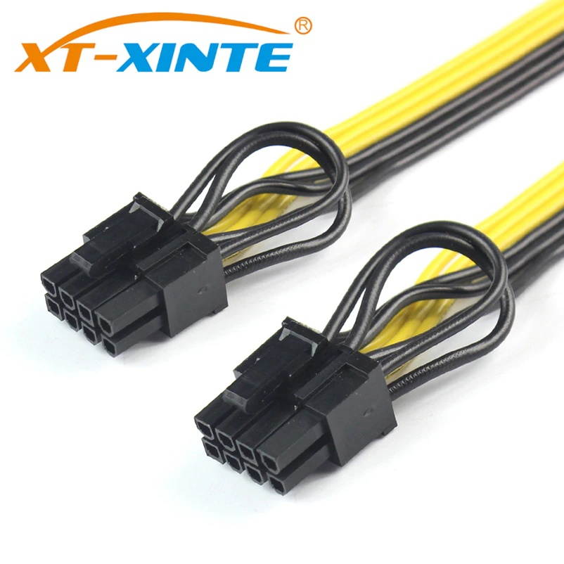 CPU 8Pin to Graphics Video Card Dual PCI-E PCIe 8Pin ( 6Pin + 2Pin ) Power Supply Splitter Cable Cord 15cm Miner Cables