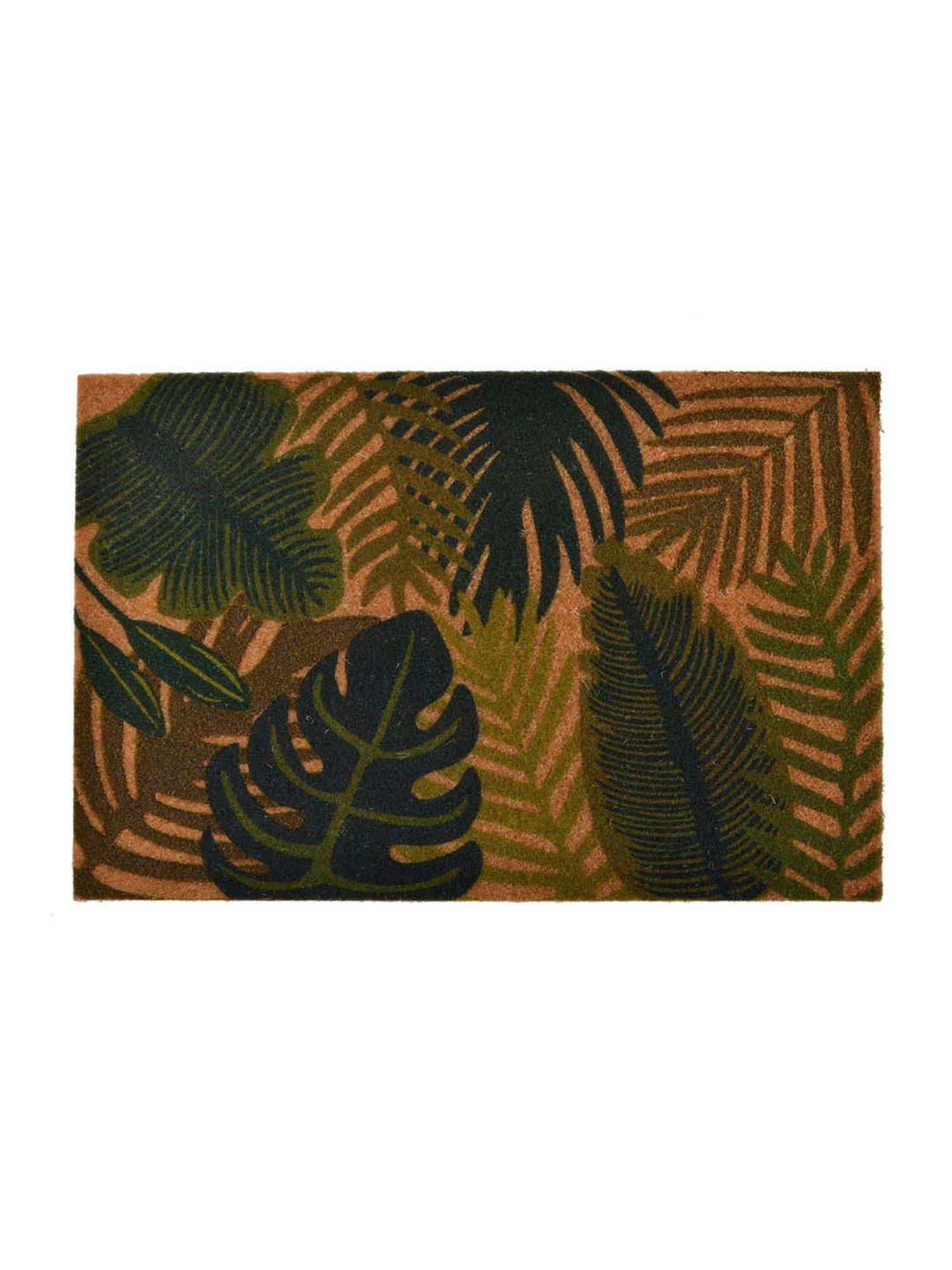@home Green Polyester Tropical Leaves Design Anti-Slip Door Mat