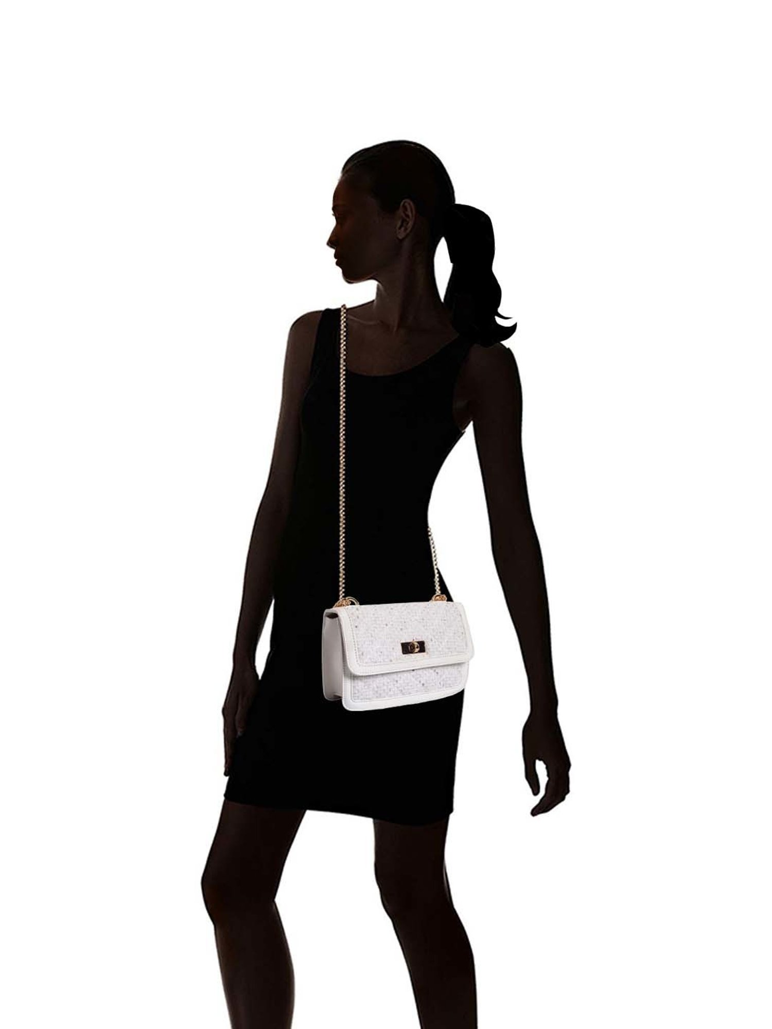 Lino Perros White Textured Medium Sling Handbag