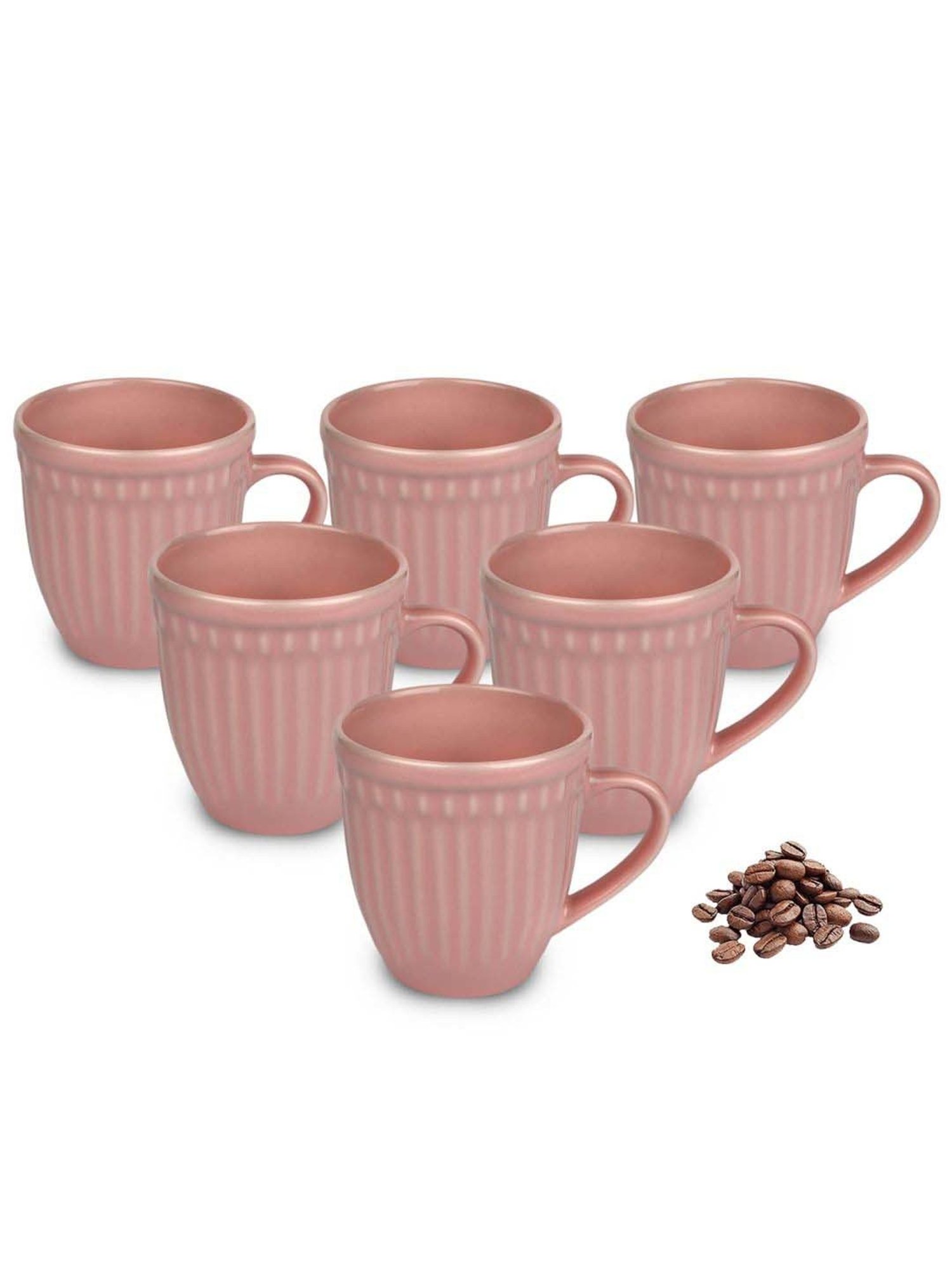 Urban Chef Pink Ceramic Handcrafted Microwave Safe Tea Cup - Set of 6
