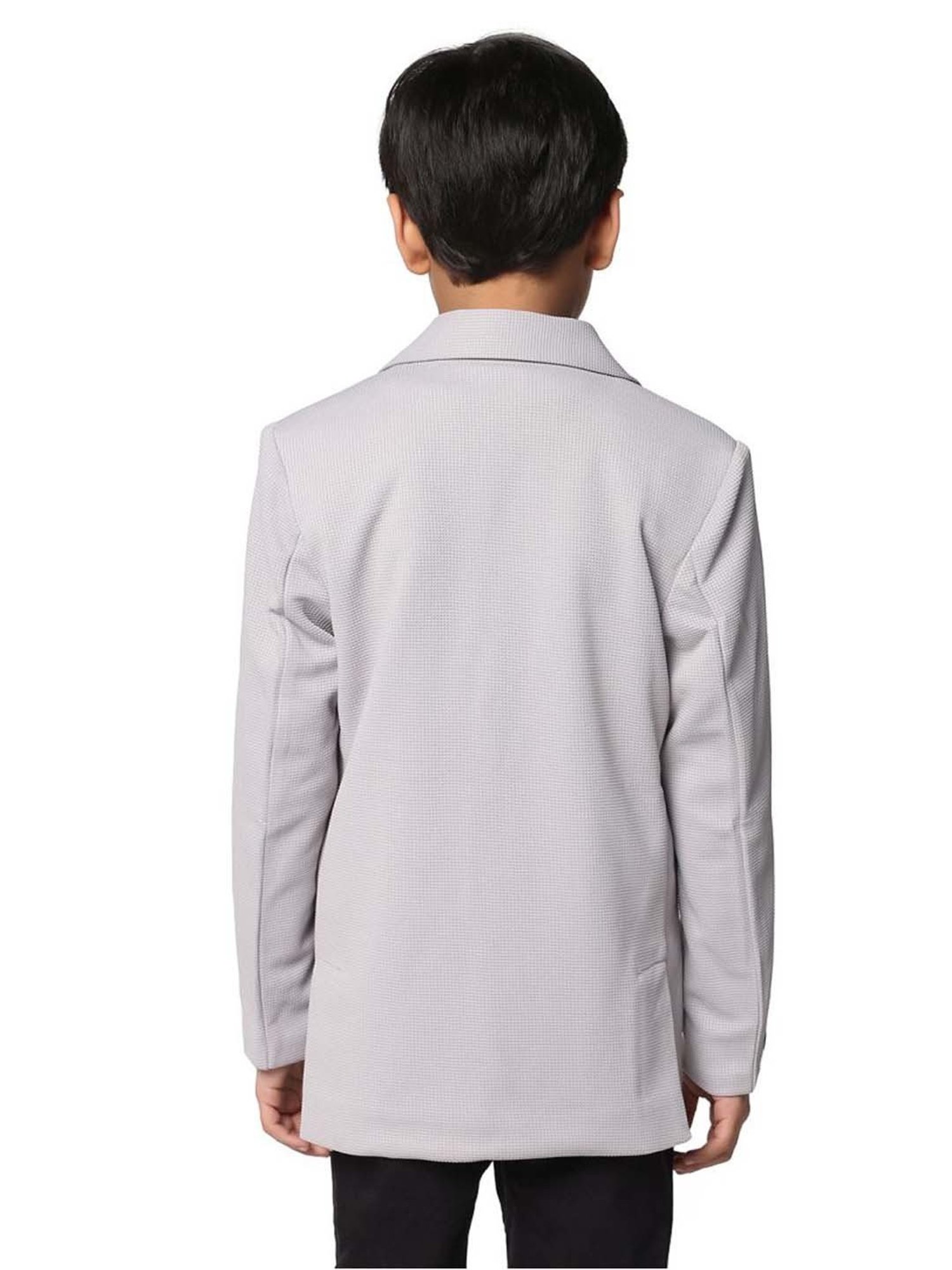 TAHVO Kids Ash Grey Slim Fit Full Sleeves Blazer