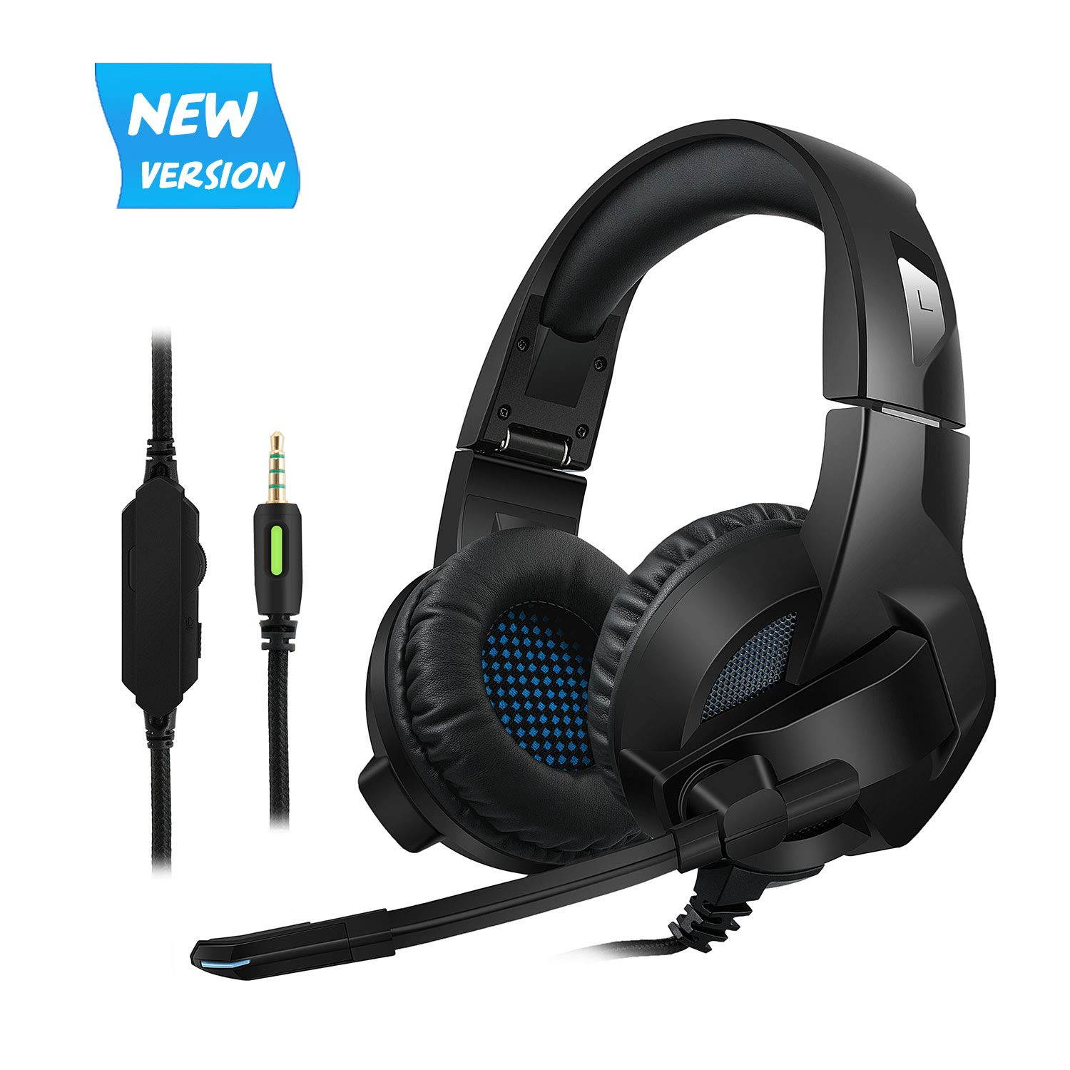 Werleo Gaming Headset for PS4 PC Xbox One Controller Noise Cancelling Over Ear Headphones with Mic Soft Memory Earmuffs for Laptop Mac Switch Games