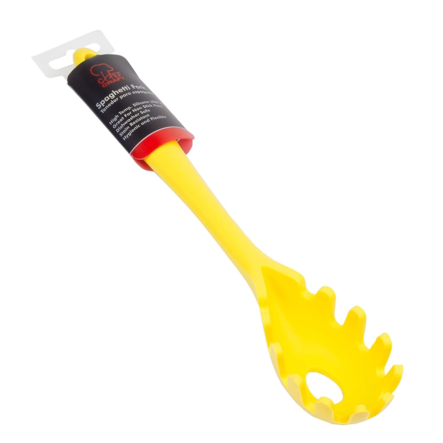 Chef Craft Silicone Spaghetti Pasta Fork Dishwasher Safe Stain Resistant (Yellow)