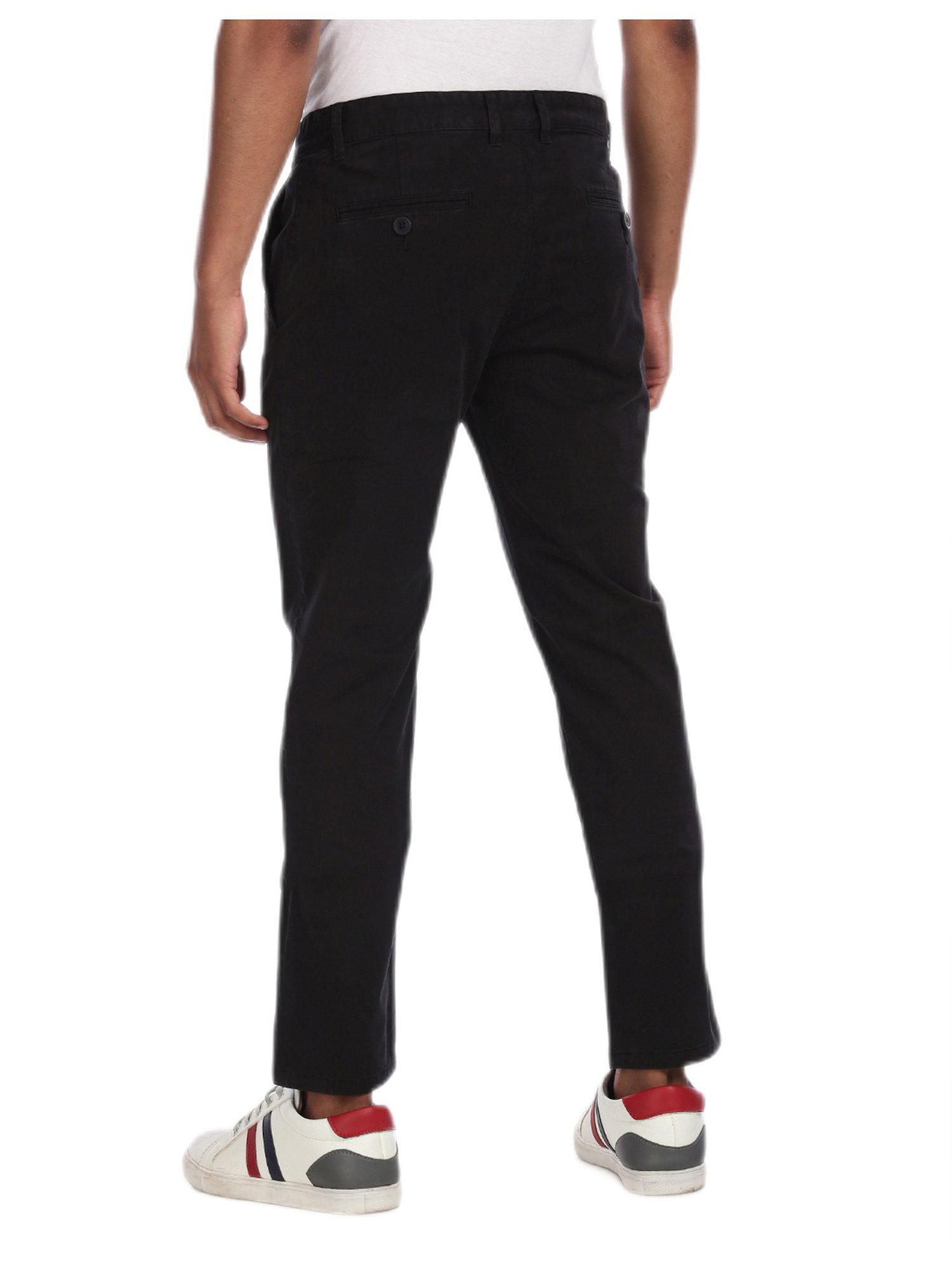 Aeropostale Black Flat Front Solid Casual Trousers