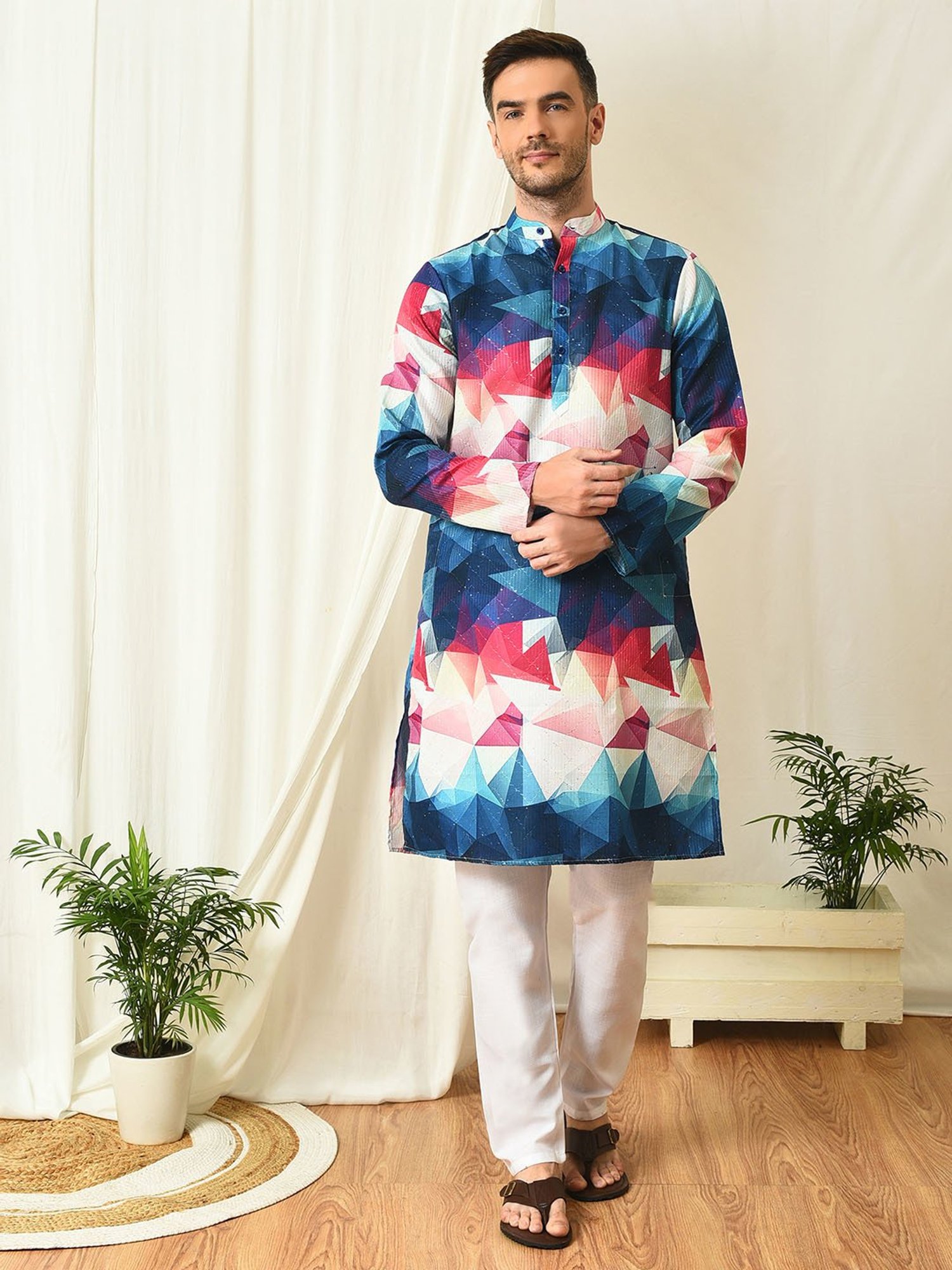 Hangup Multicolor Regular Fit Print Kurta & Pyjamas Set