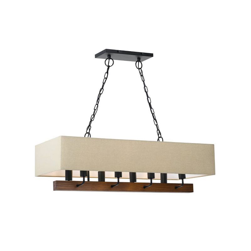 16" x 36" Wood and Metal Burley Island Chandelier with Burlap Shade - Cal Lighting