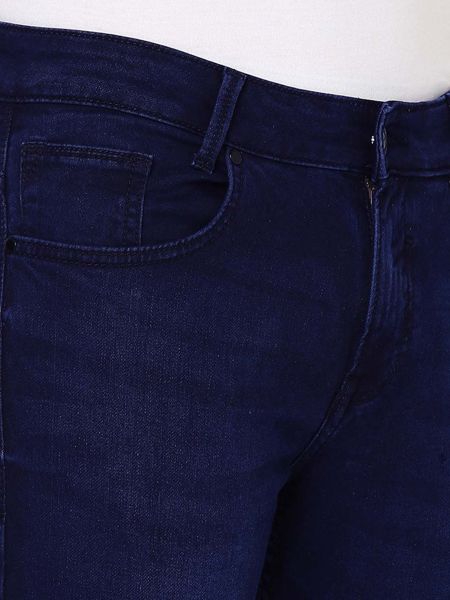 Mufti Dark Blue Super Slim Fit Lightly Washed Jeans