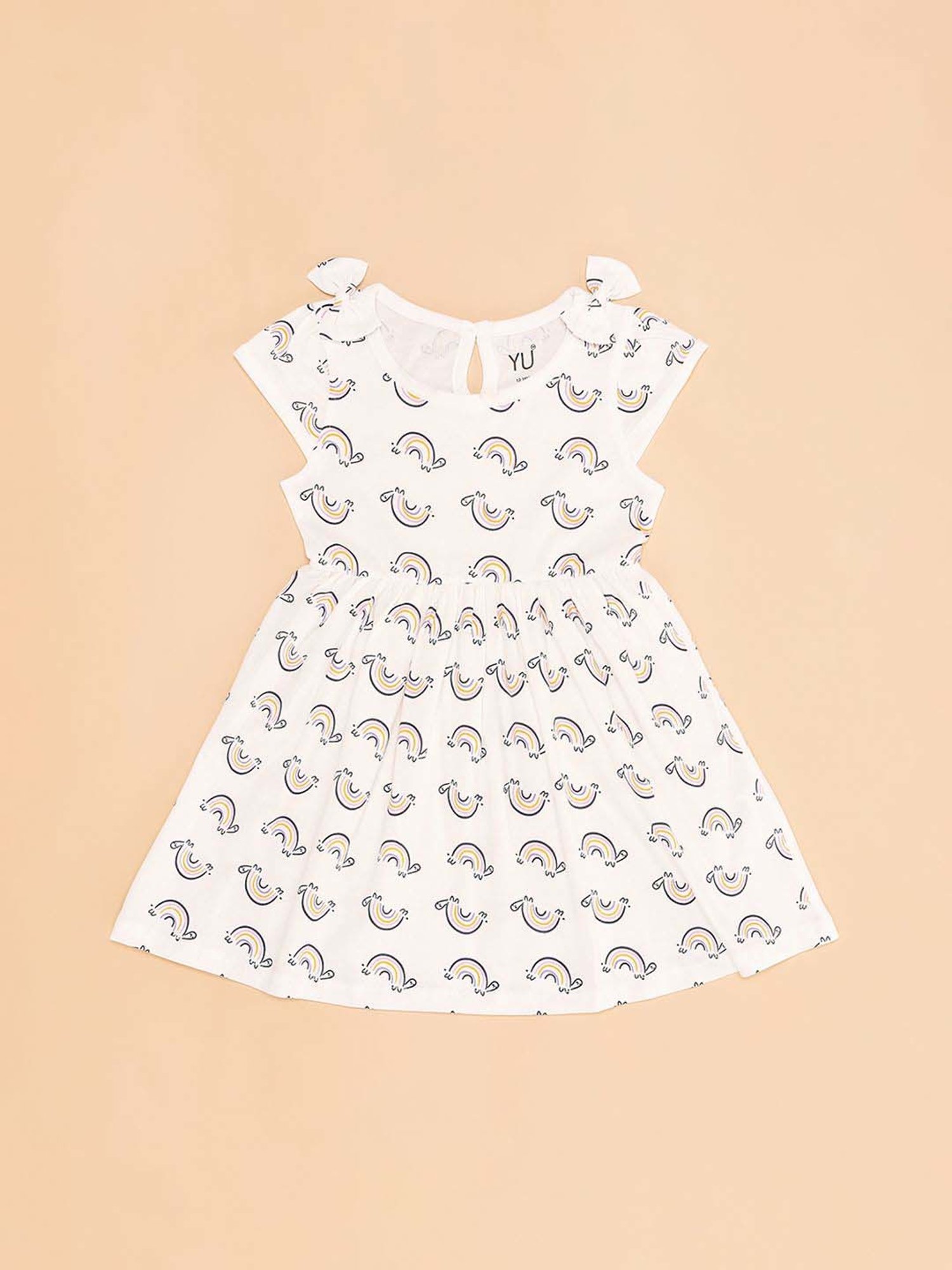 YU by Pantaloons Kids Off-White Cotton Printed Dress