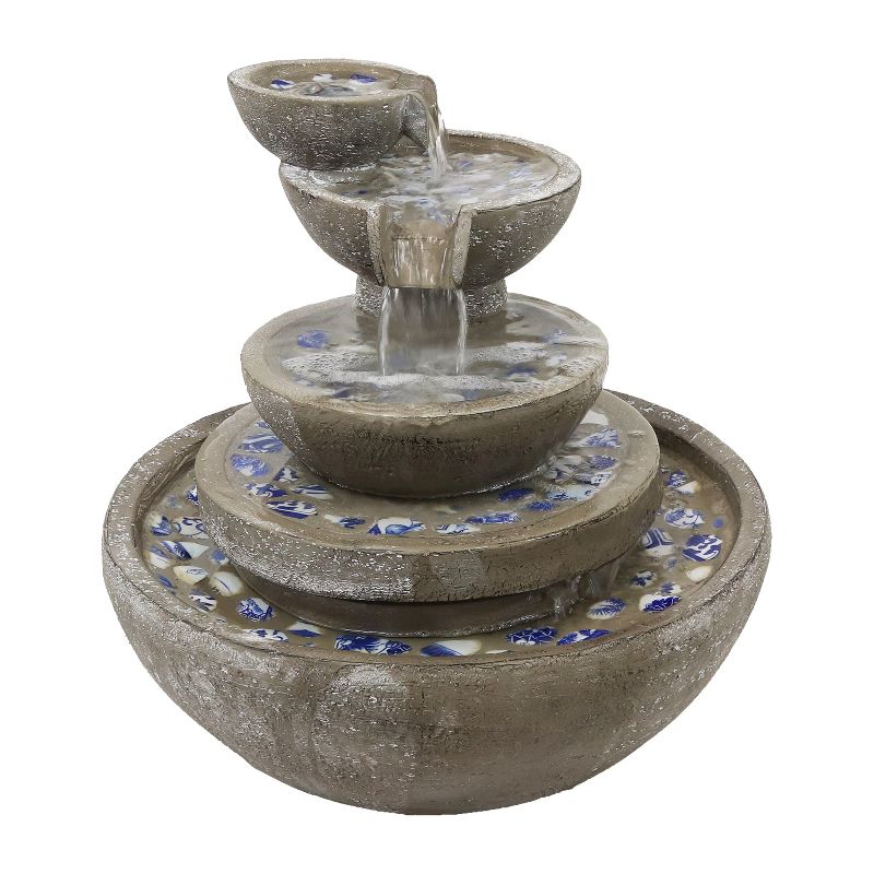 Chatsworth Two Tier Solar On Demand Fountain with Weathered Stone - Smart Solar