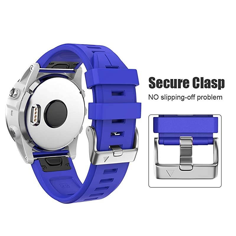 Compatible with Fenix 5S Plus Band Silicone Sport Watch Bands for Fenix 5SFenix 5S PlusFenix 6SFenix 6S ProD2 Delta S SmartwatchSilver BuckleRoyal Blue