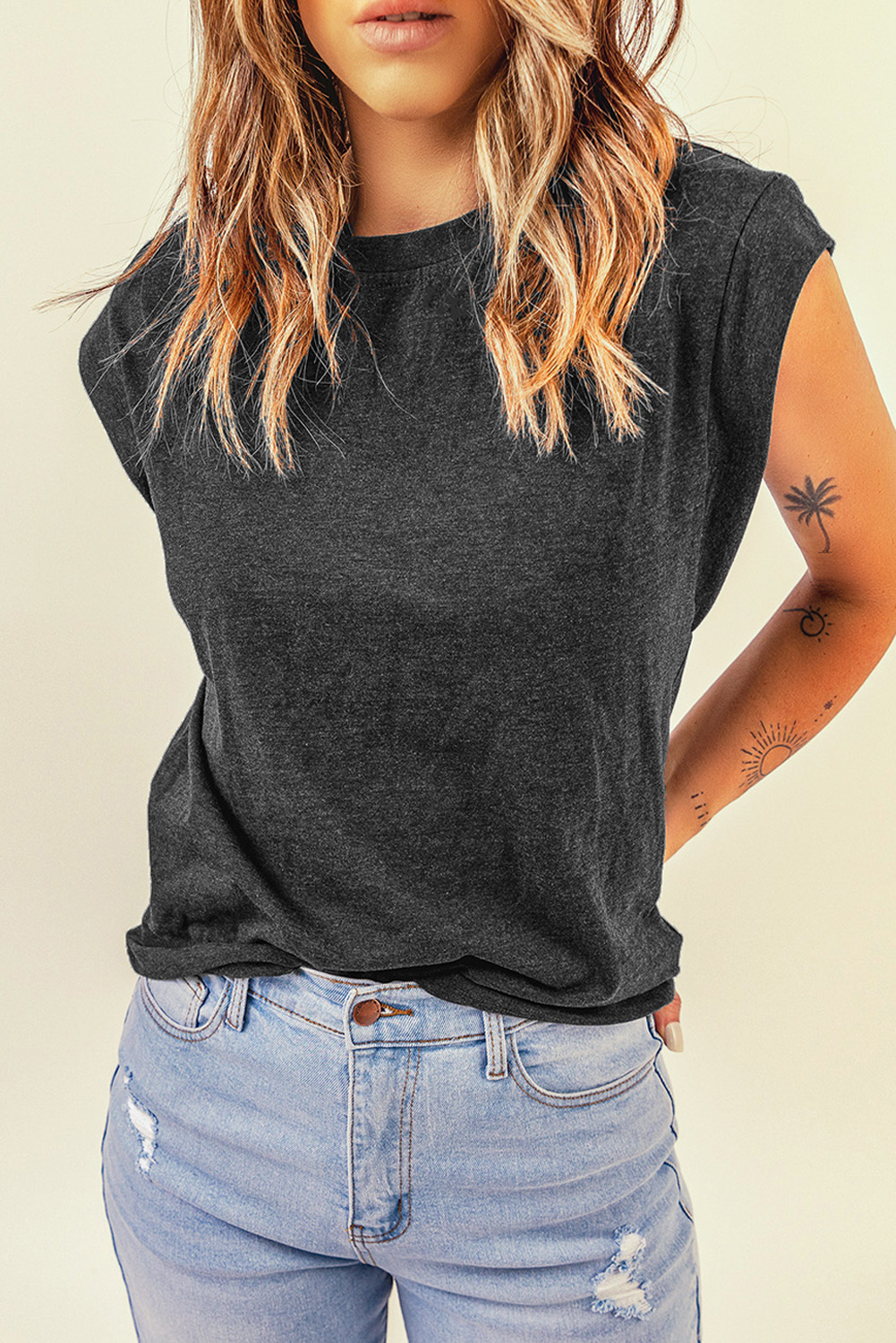 Blank T Shirt - Gray Cotton Blend Round Neck Tee Customized