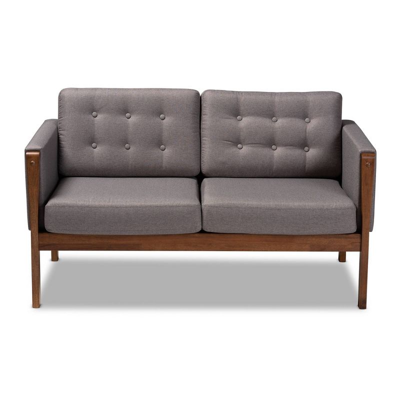 Lenne Upholstered Loveseat Gray/Walnut - Baxton Studio