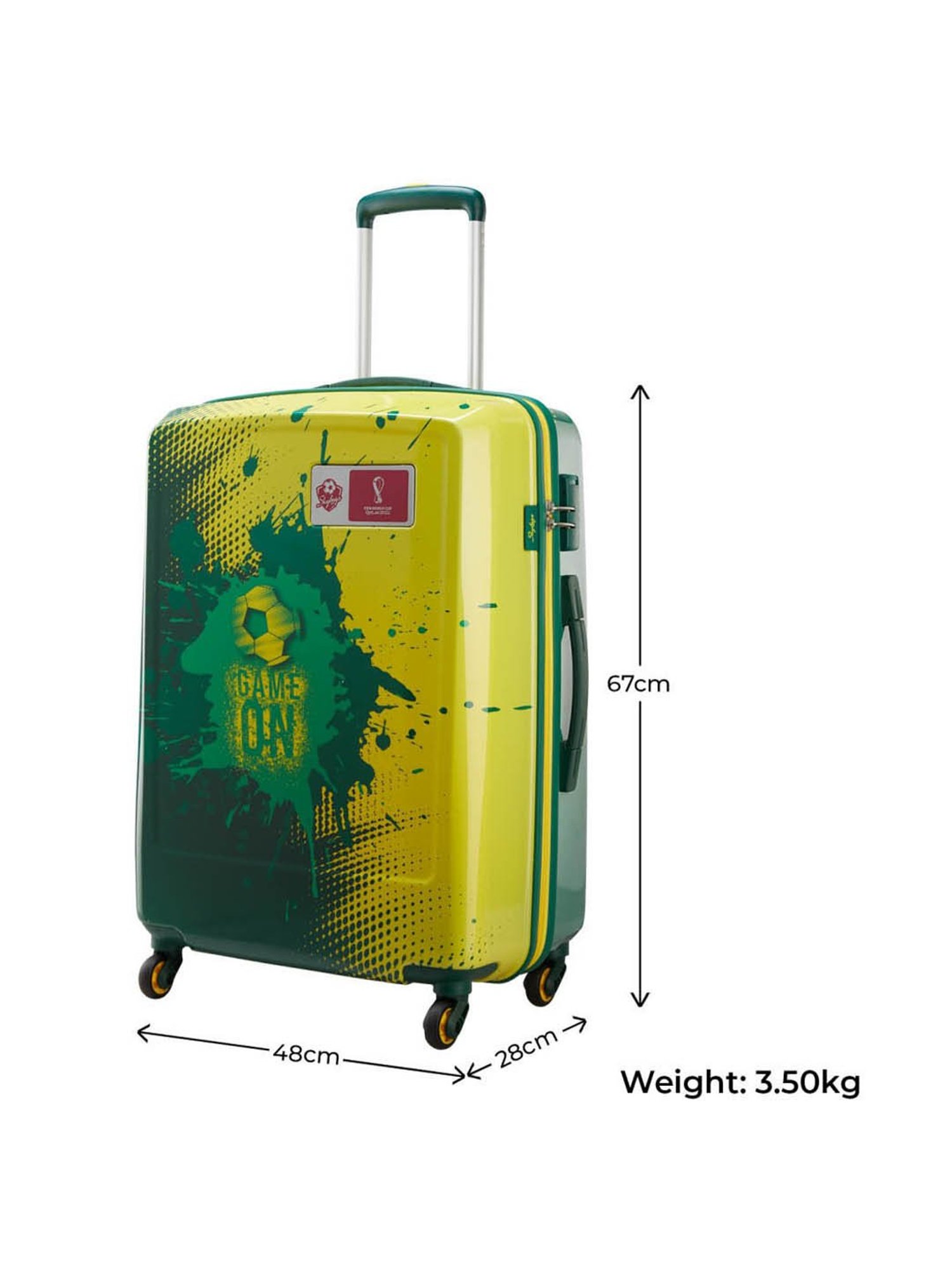 Skybags Green & Yellow Medium Hard Cabin Trolley - 48 cm