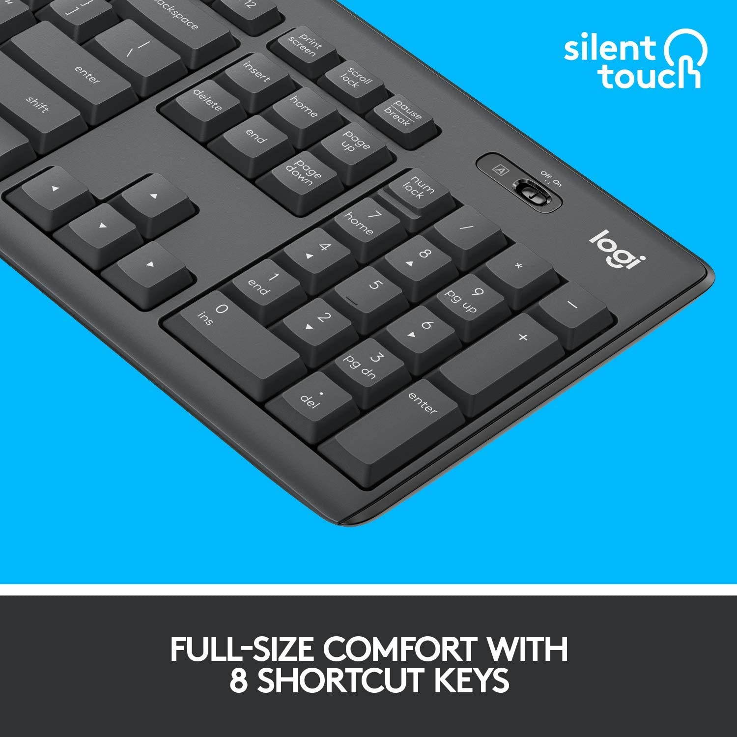 Updated Logitech MK295 Wireless Mouse & Keyboard Combo with SilentTouch Technology, Full Numpad, Advanced Optical Tracking, Lag-Free Wireless