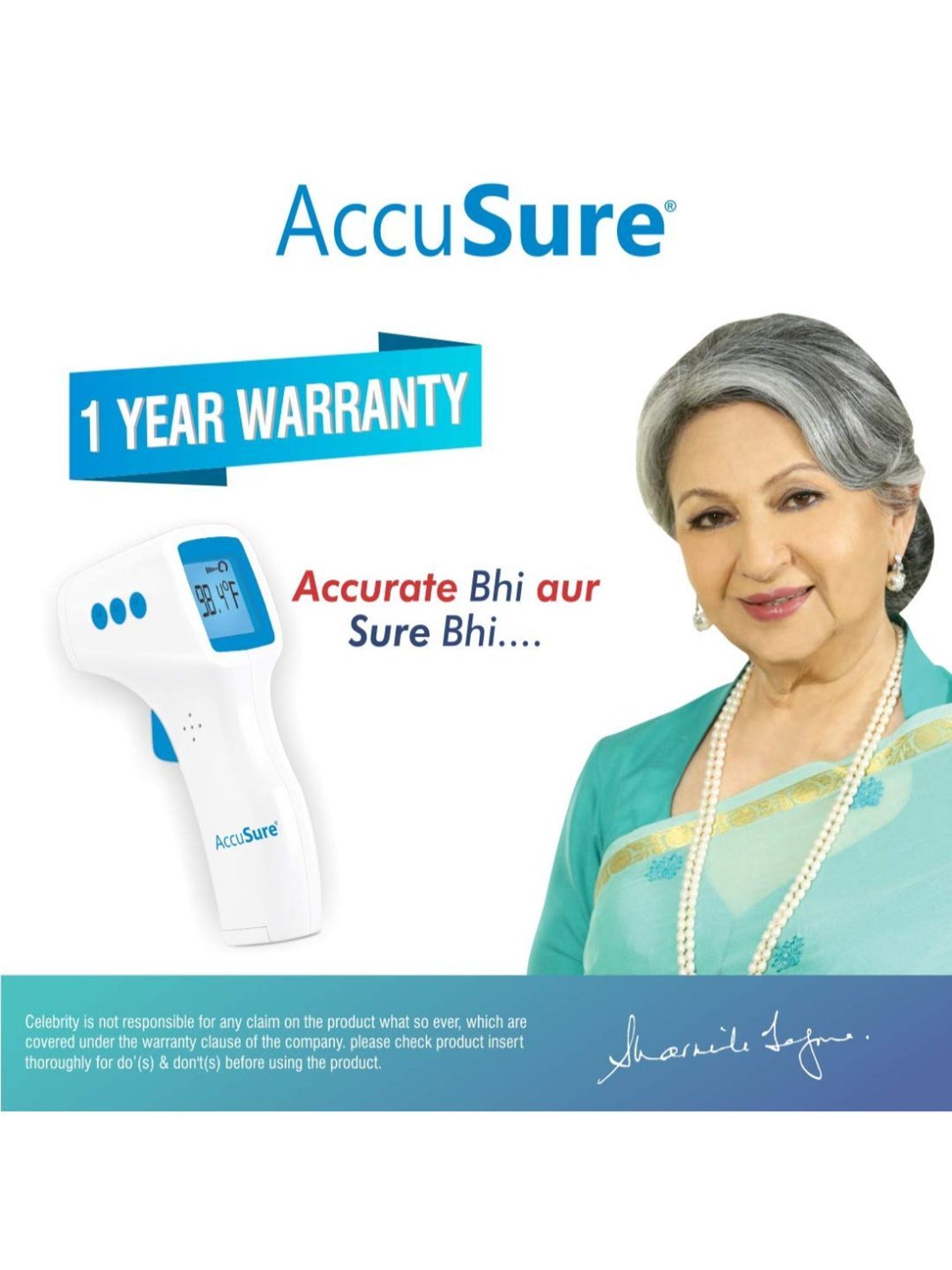 AccuSure HA-650 Non-Contact Digital Infrared Forehead Thermometer for baby & adults for fever