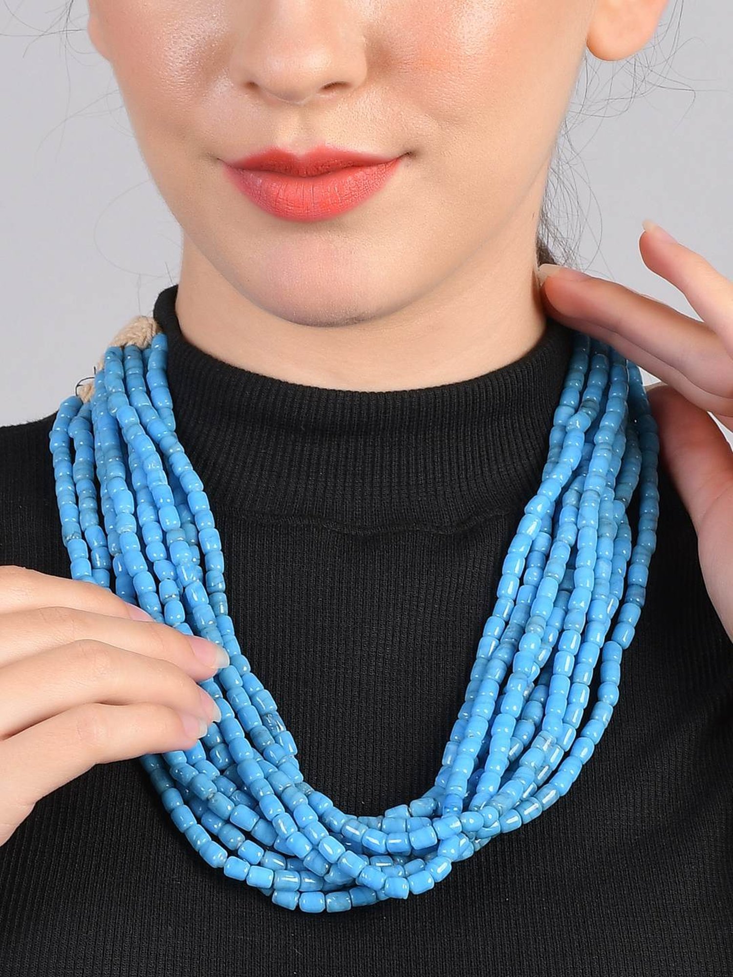 Imli Street Blue Vintage Beaded Tribal Necklace