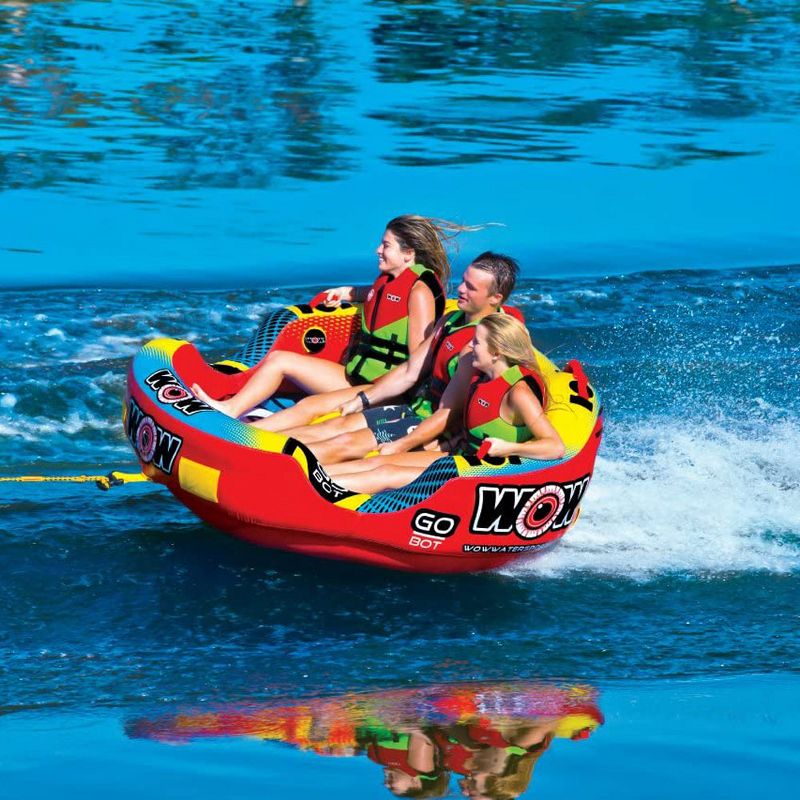 WOW Watersports 3-Person Go Bot Towable Extreme Secure Inflatable Water Tube with Nylon Cover and Easy Entry System