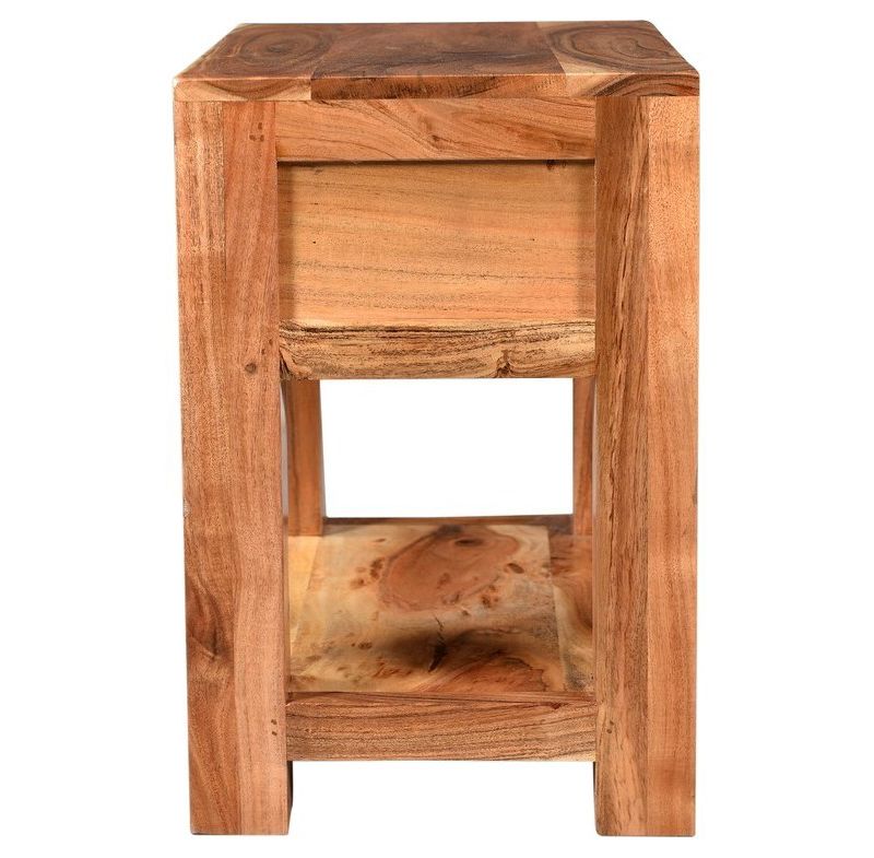 Ajmer Solid Wood Nightstand with 1 Drawer Brown - Timbergirl