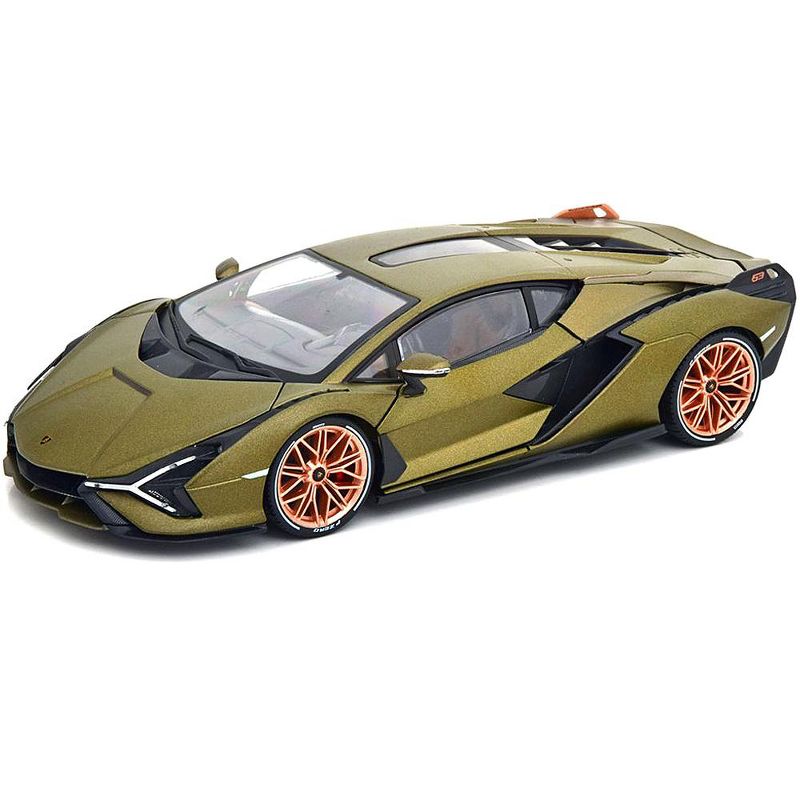Lamborghini Sian FKP 37 Green Metallic with Copper Wheels 1/18 Diecast Model Car by Bburago