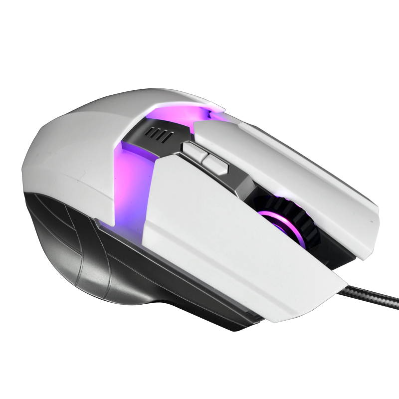 Merdia FL&middot;ESPORTS 500-2000DPI 6 Button 7 LED Colors Professional Ergonomics Wired G60 Gaming Mouse (White)