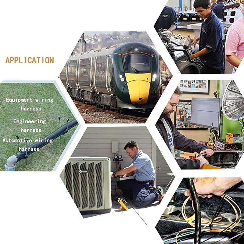 10mm ID Corrugated Tubing NotSplit Bellows Pipe Flexible Tube for Electric Conduit Liquid Wire Loom Black PE Plastic6M Length