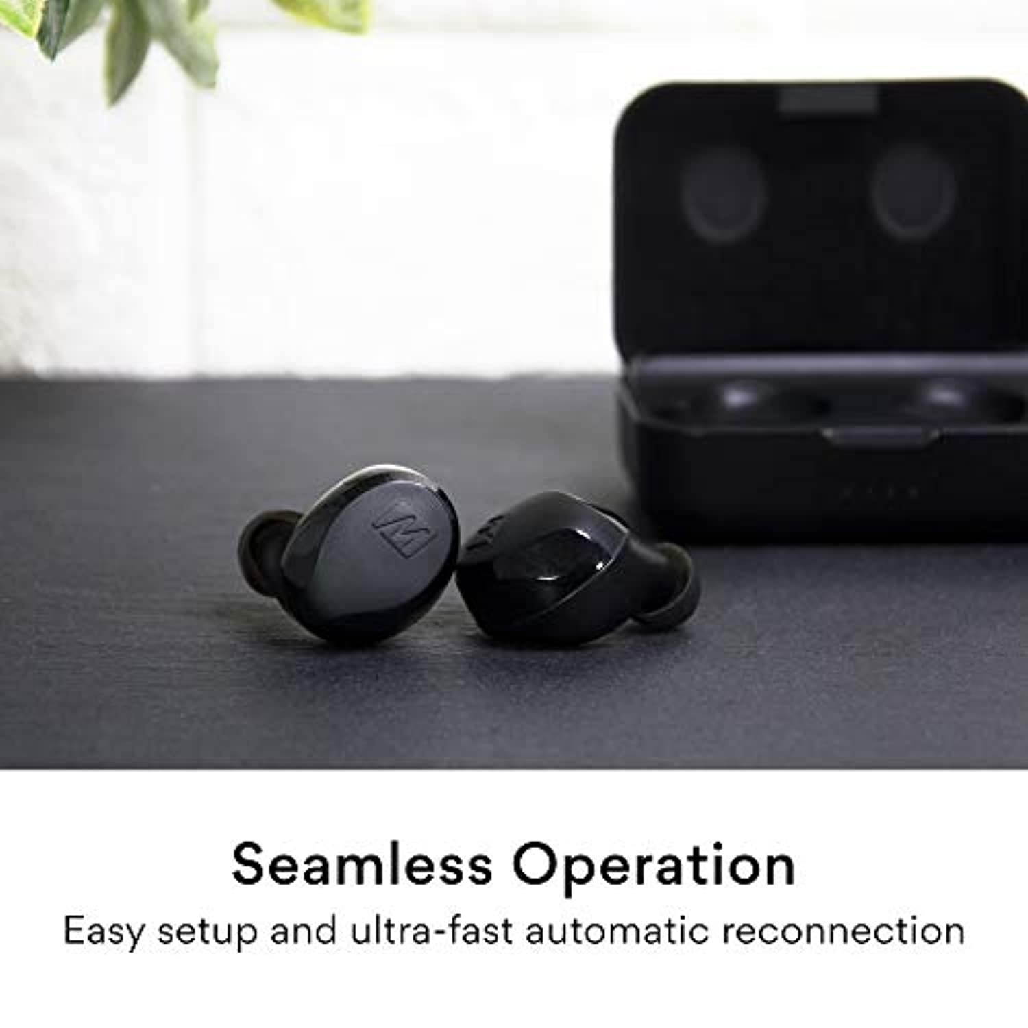 MEE audio X10 Truly Wireless in-Ear Headphones with Ergonomic Design, IPX5 Sweat Resistance, and 4.5 Hours Battery Life (23 Hours with Included Compact Charging case) (Black) (X10-BK)