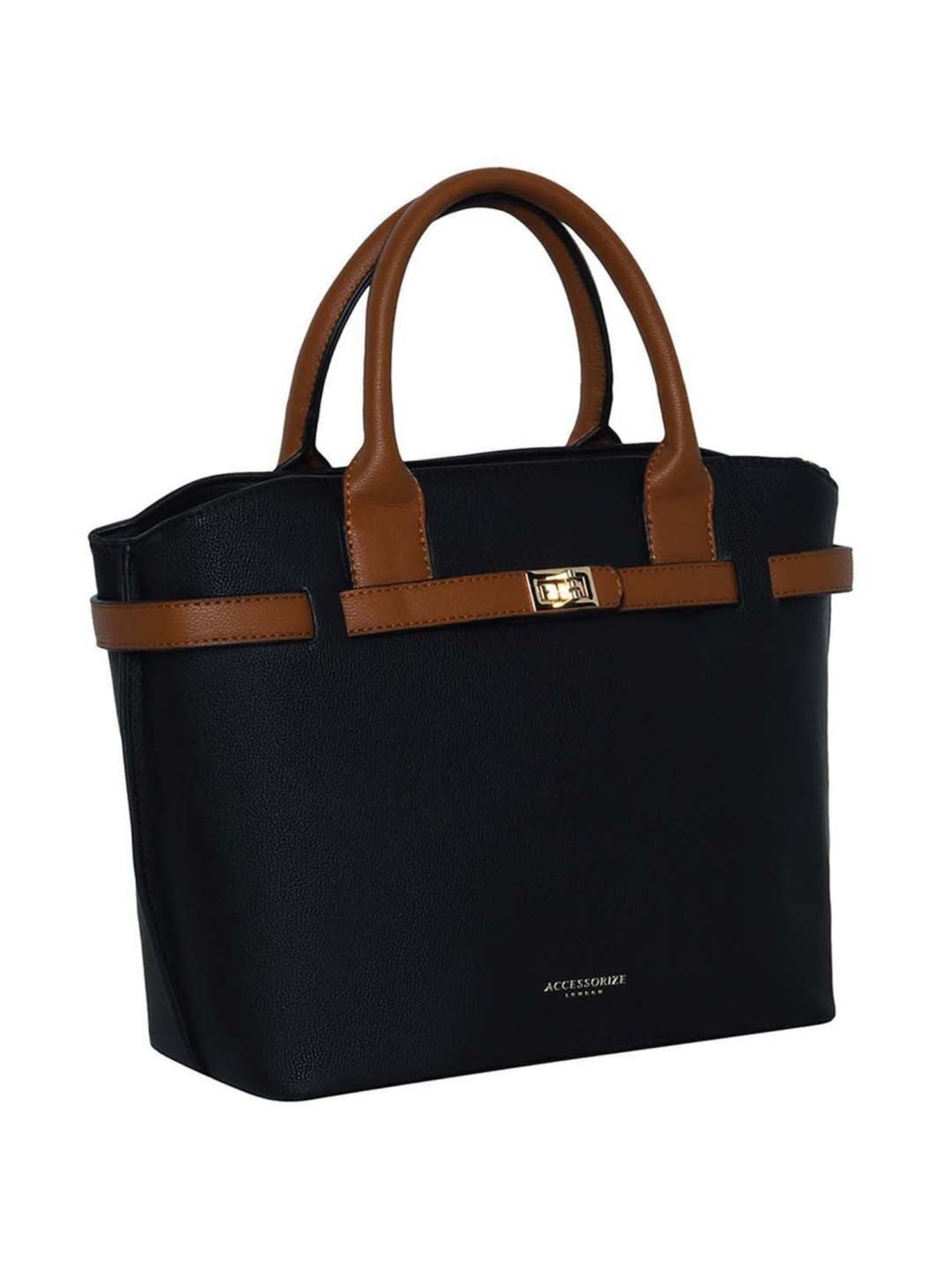 Accessorize London Black Solid Medium Handbag