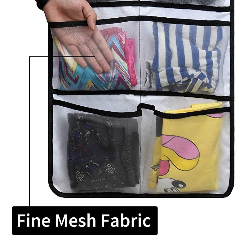 DualSided Hanging Closet Organizer for Underwear StockingBra and SockMesh Pockets with Metal Hanger 42 Pockets Black