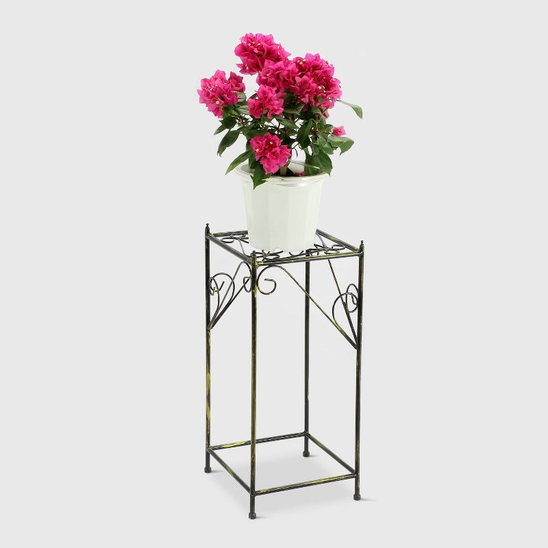 Rectangular Metal Butterfly Plant Stand - Antique Bronze
