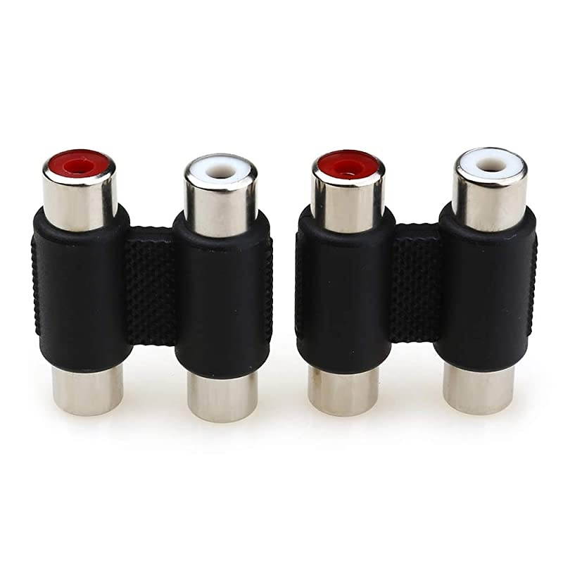 2PCS  Dual Female to Female RCA Jack Extension Cable Adapter Coupler Connector