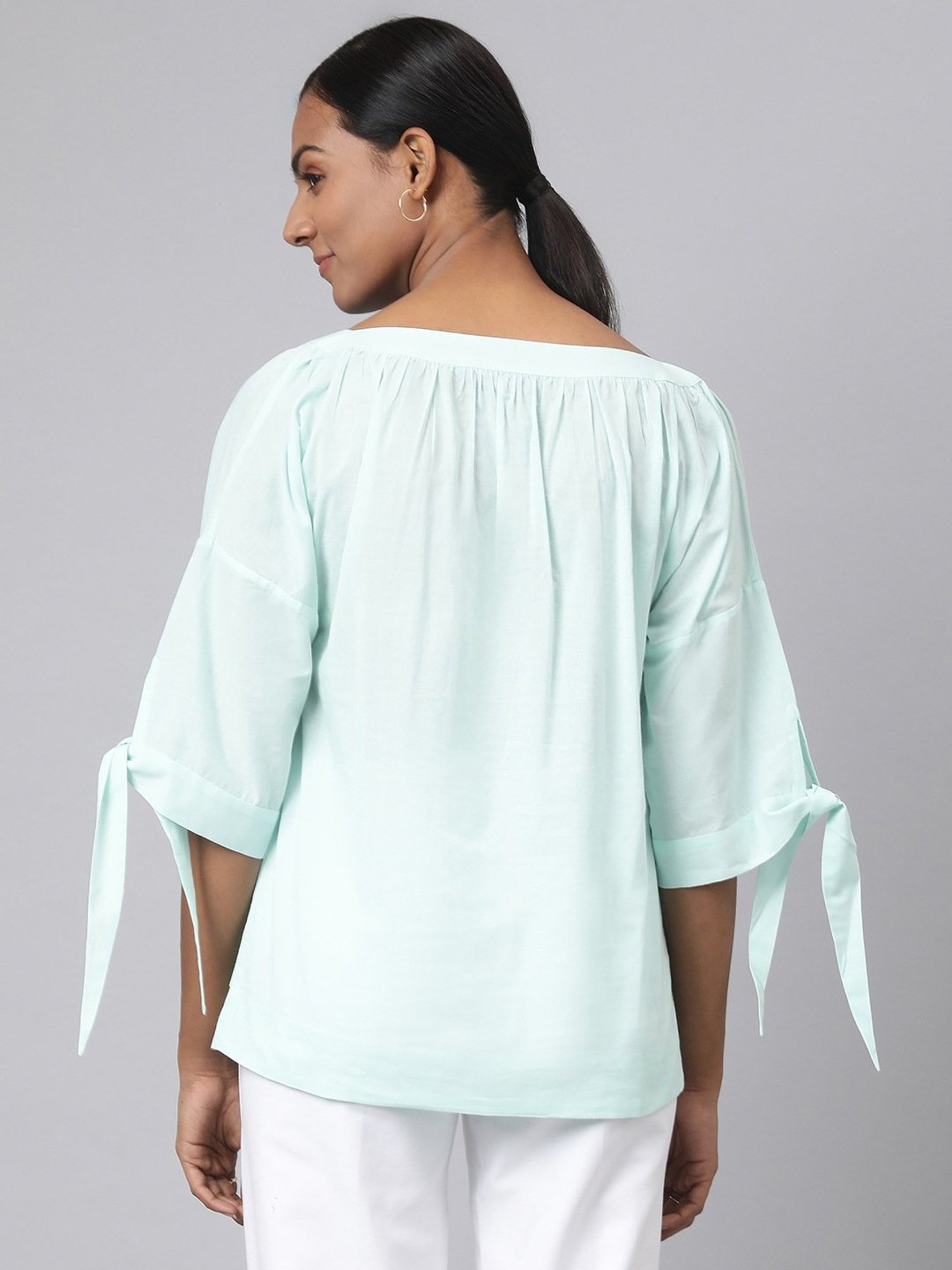 Fabindia Blue Cotton Printed Top