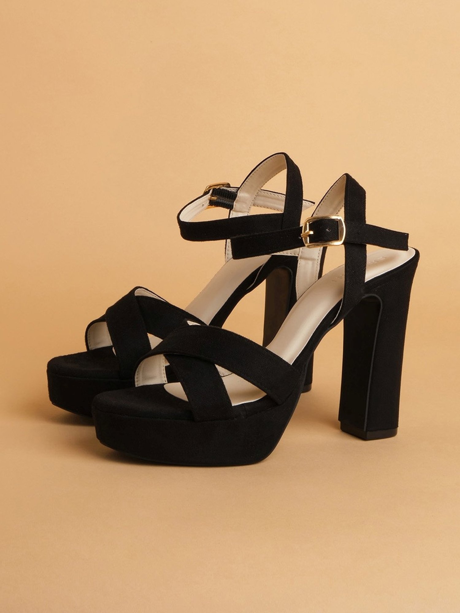 Eridani Women's Veronic Black Ankle Strap Sandals