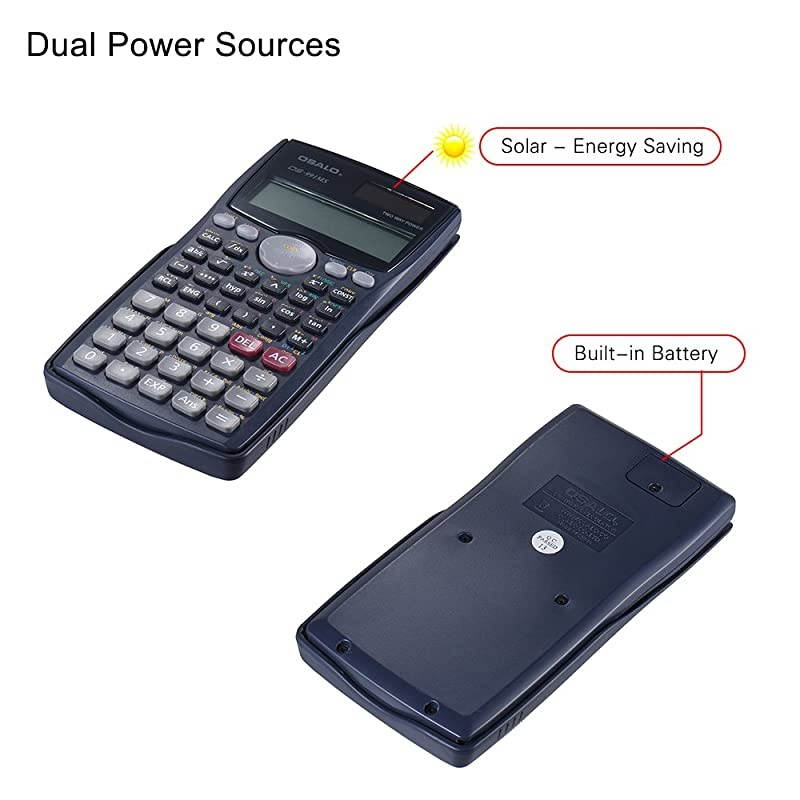 Scientific Calculator Counter 401 Functions Matrix Dot Vector Equation Calculate Solar and Battery Dual Powered 2 Line Display Business Office Middle High School Student SAT/AP Test Calculate