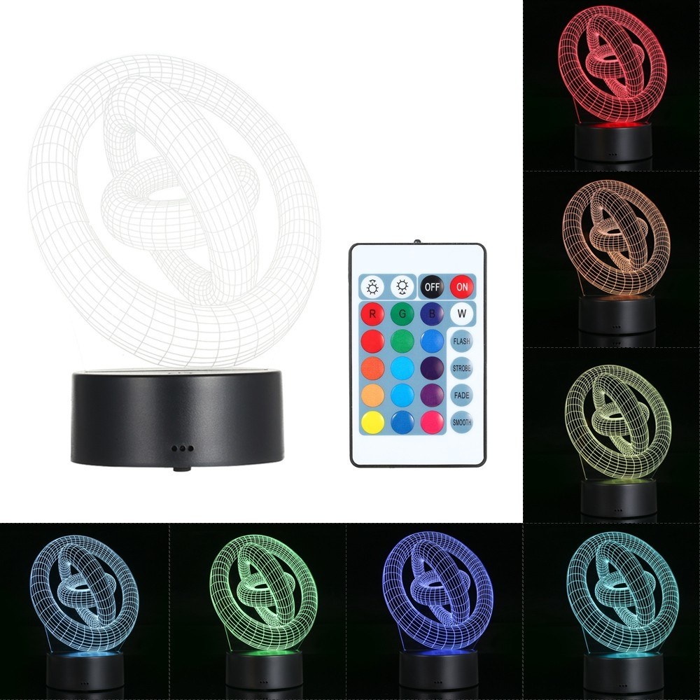 3D Visual Illusion Lamp Transparent Acrylic Night Light Built-in Battery