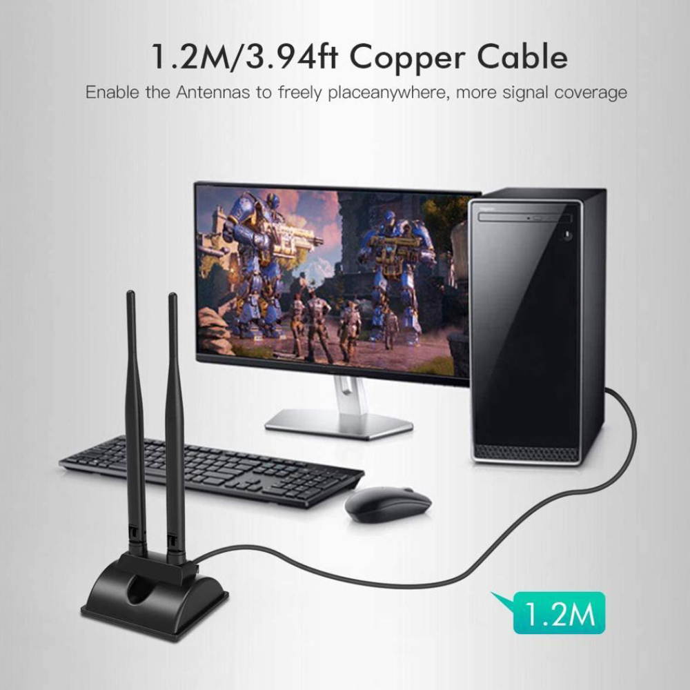 Dual Band WiFi Network Antenna 6dBi with RP-SMA Female Connector, AC 2.4GHz 5.8GHz Antennas with Magnetic Base Work with PCI-E Wi-Fi Network Card USB WiFi Adapter Wireless Router Extender IP Camera