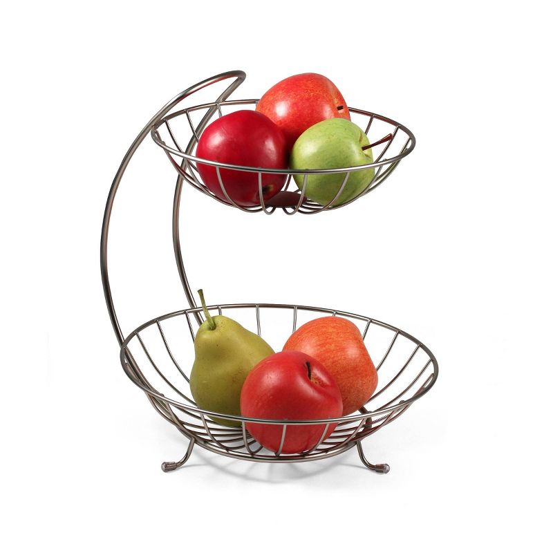 Spectrum Bloom Arched 2-Tier Steel Fruit Server - Satin Nickel